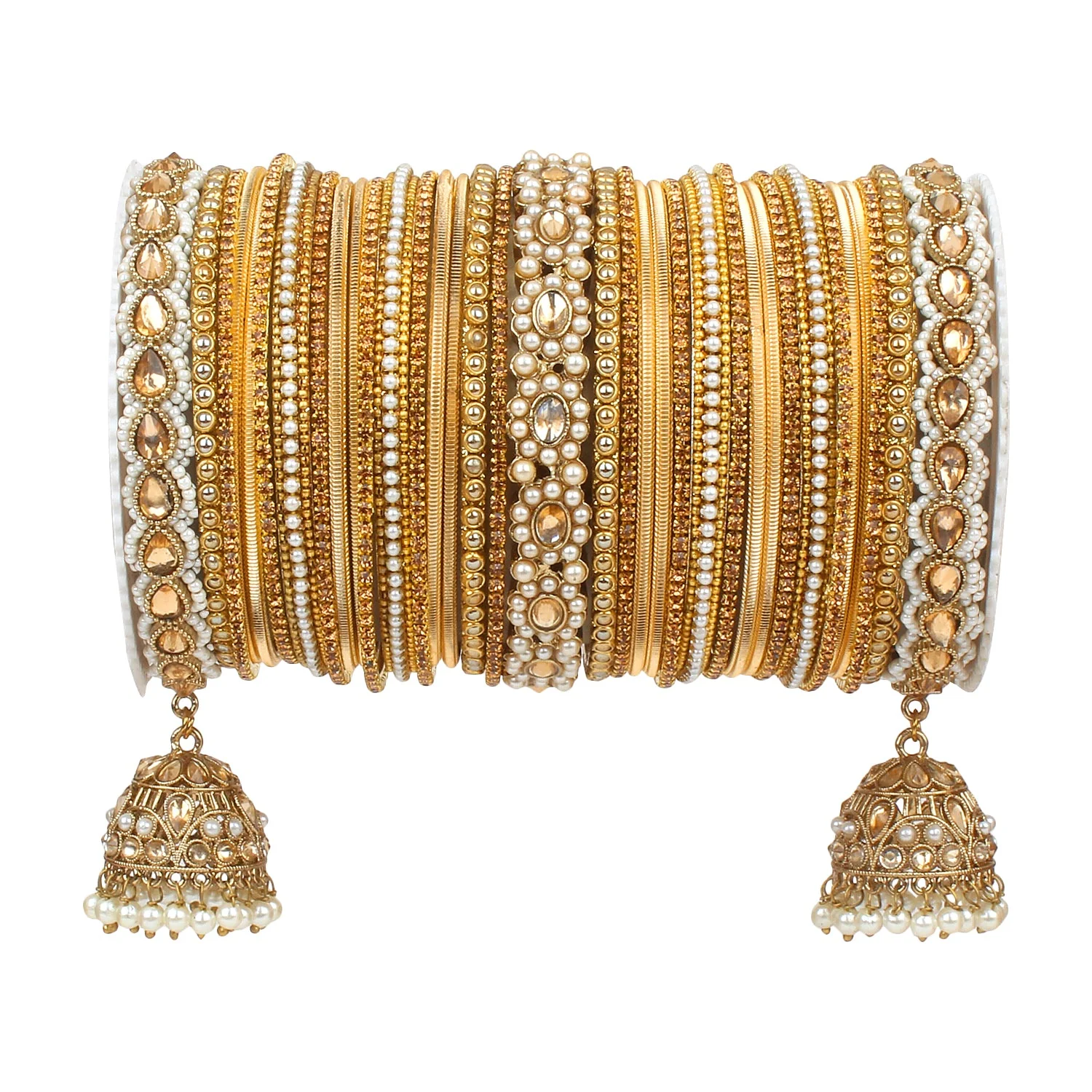 Rich Texture bangle set with Jhumki Borders by Leshya for One Hand - Image 5