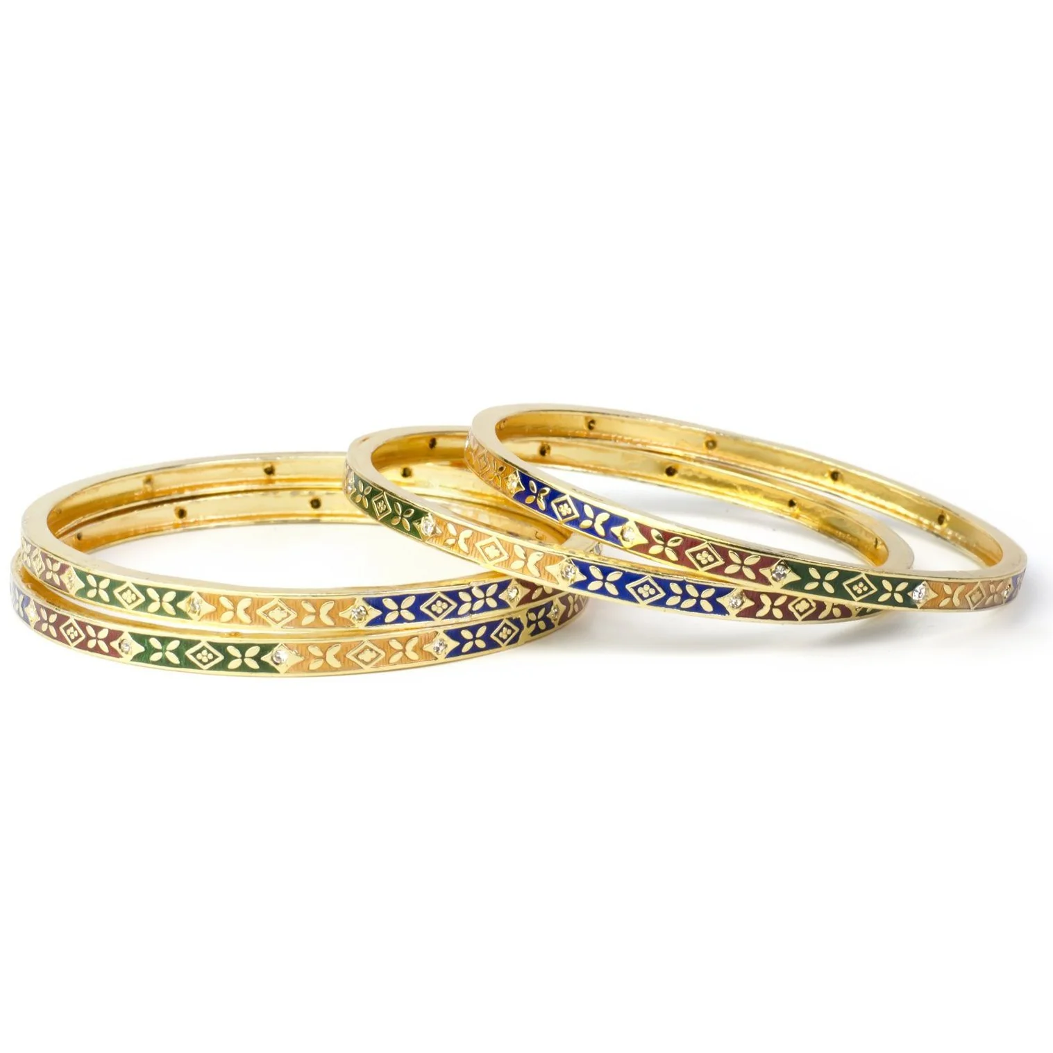 Set of 4 Multicolour handpainted Meenakari Bracelets for Daily Use - Image 2