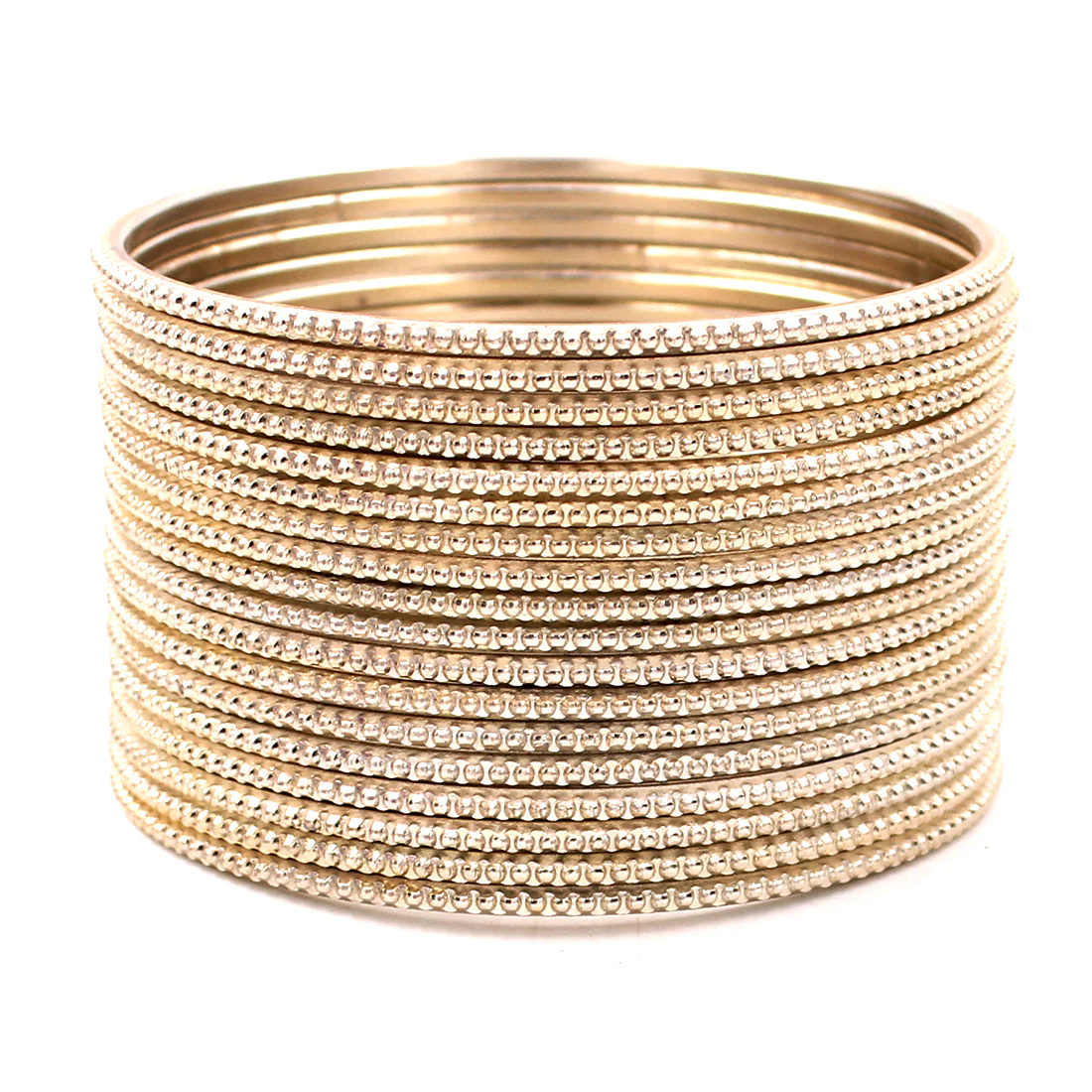 Set of 24 Plain Running Dotted One-Piece Metal Bangles by Leshya (Plus Size) - Image 10