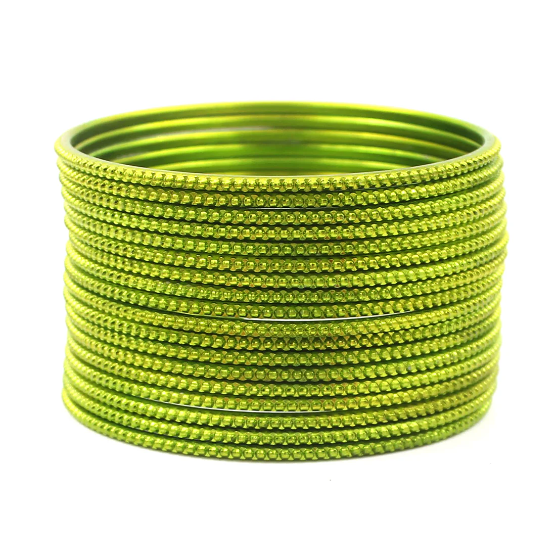 Set of 24 Plain Running Dotted One-Piece Metal Bangles by Leshya (Plus Size) - Image 13