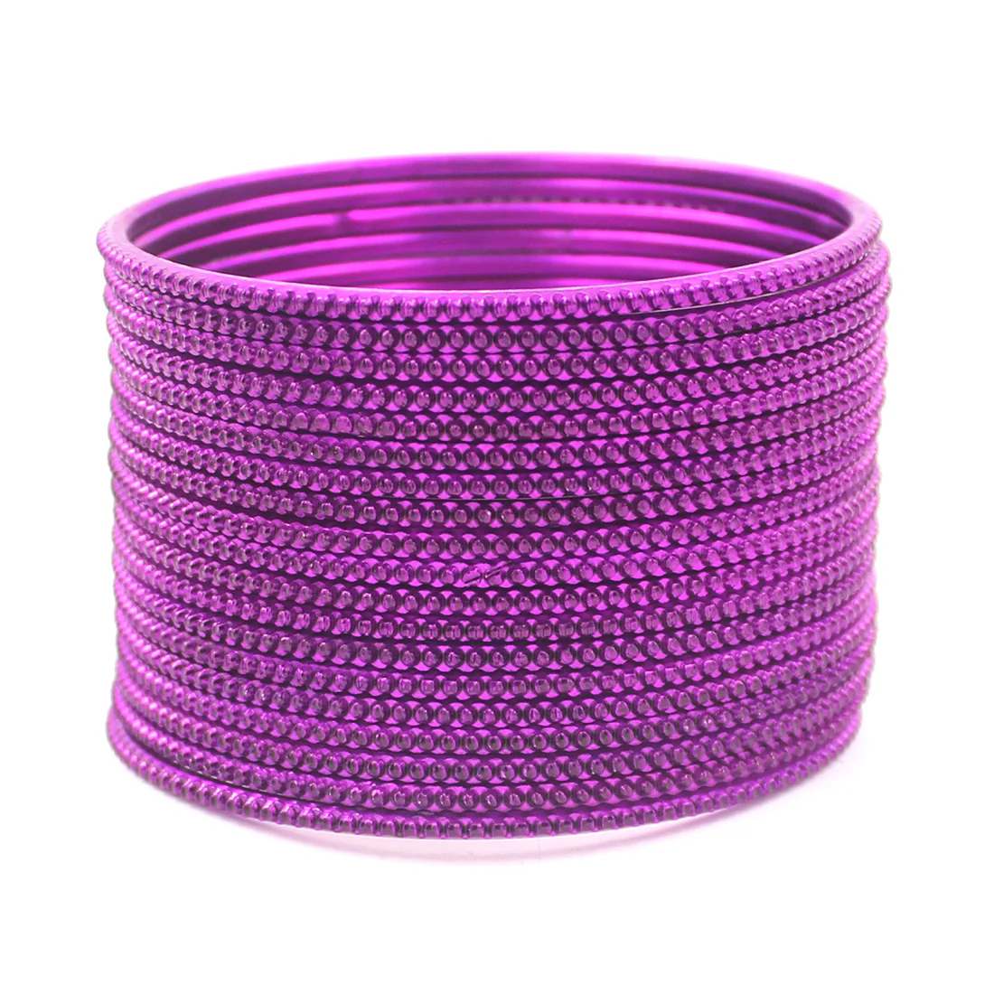 Set of 24 Plain Running Dotted One-Piece Metal Bangles by Leshya (Plus Size) - Image 2