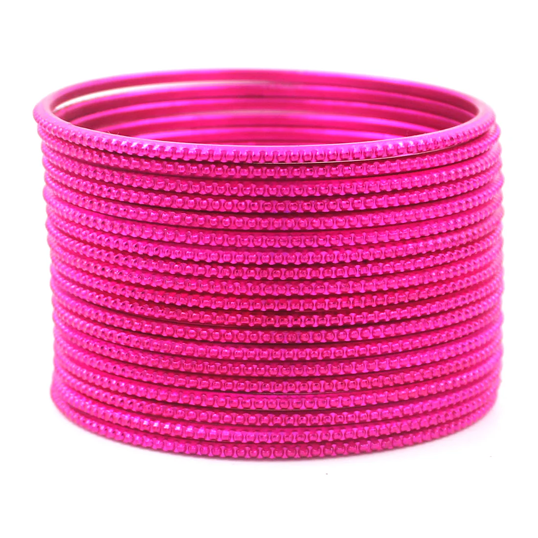 Set of 24 Plain Running Dotted One-Piece Metal Bangles by Leshya (Plus Size) - Image 3