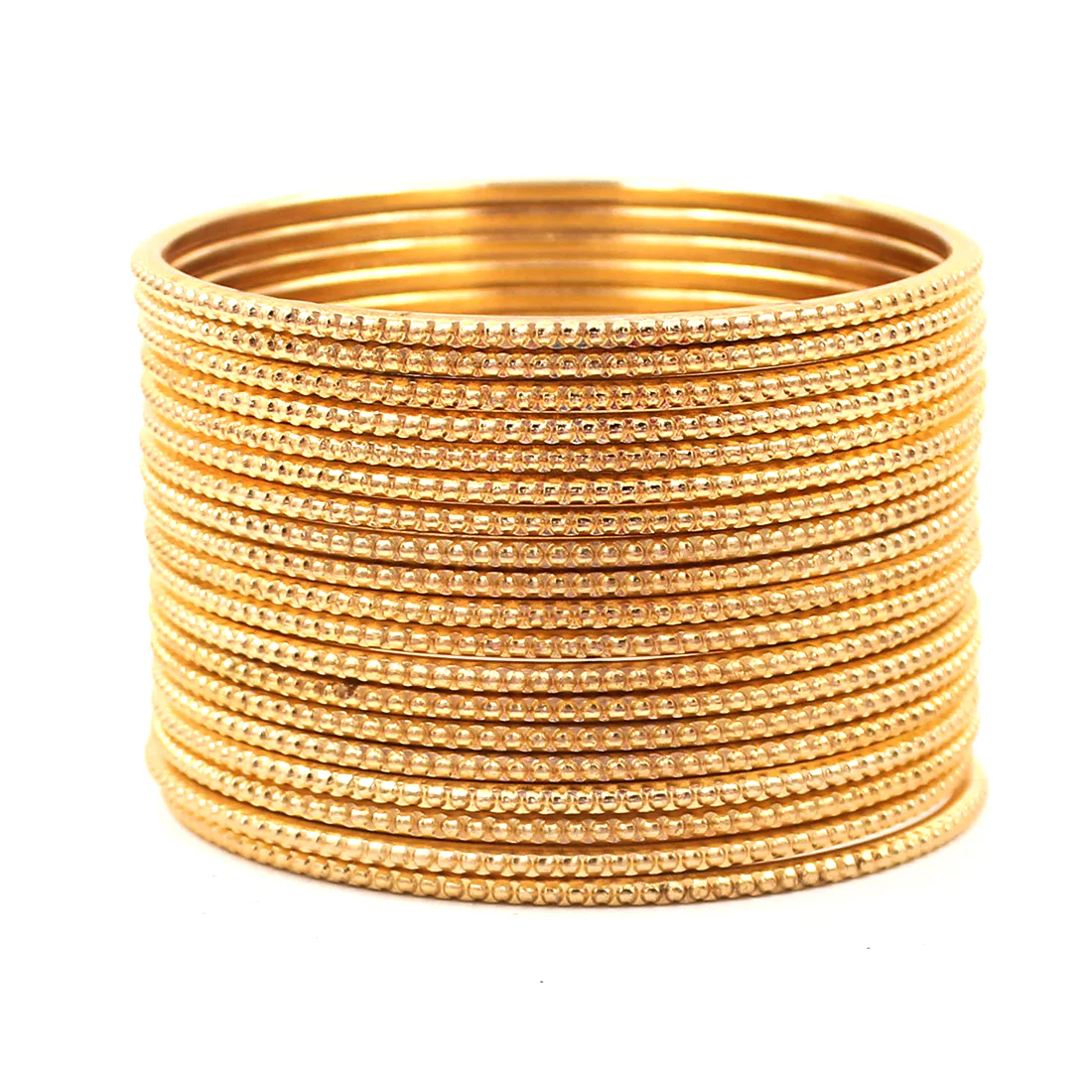 Set of 24 Plain Running Dotted One-Piece Metal Bangles by Leshya (Plus Size) - Image 7