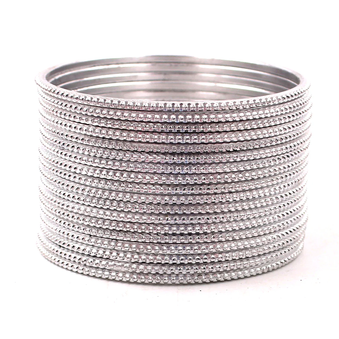 Set of 24 Plain Running Dotted One-Piece Metal Bangles by Leshya (Plus Size) - Image 8