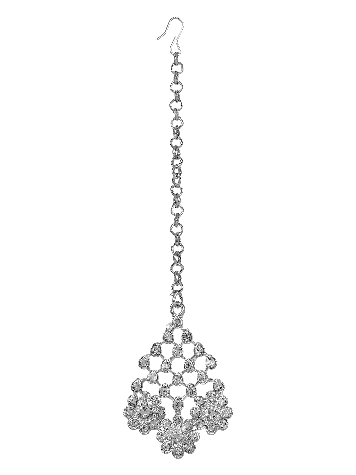 Silver Oxidized Necklace  with Earring and Maang Tikka by Leshya - Image 4