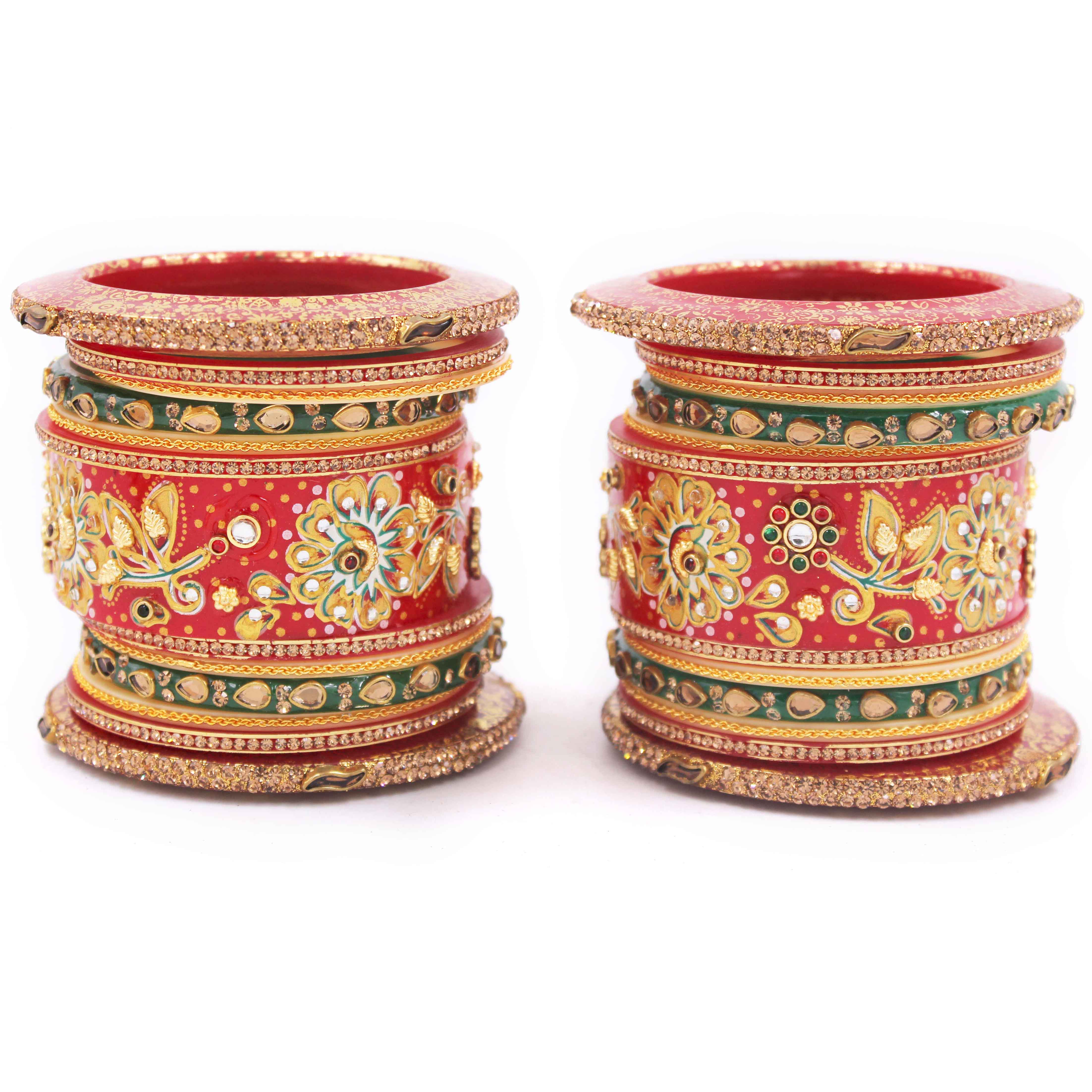 Traditional Rajasthani Bridal Chura with Hand Painted Design by Leshya - Image 3