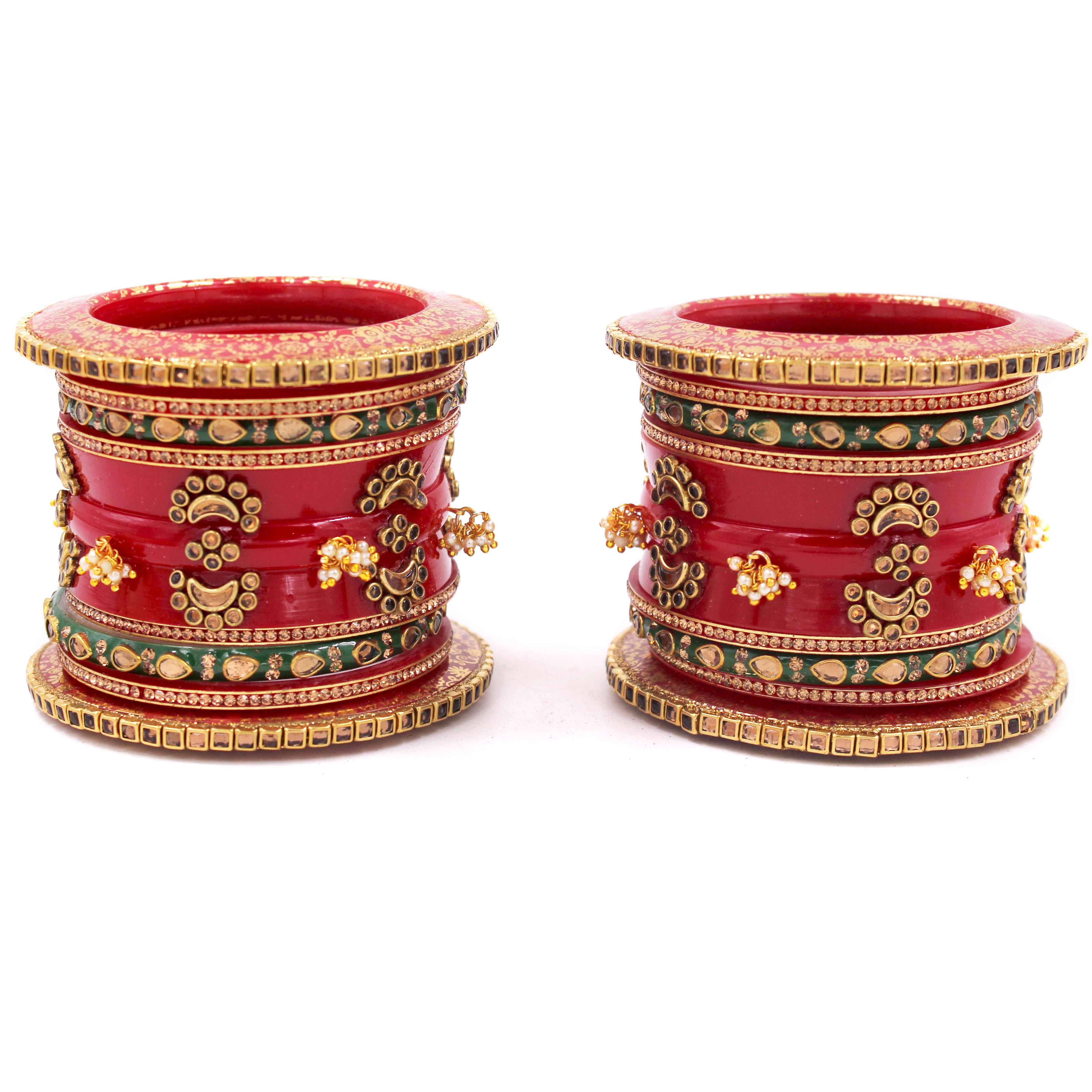 Traditional Rajasthani Bridal Chura with Kundan & Bead Work by Leshya - Image 3