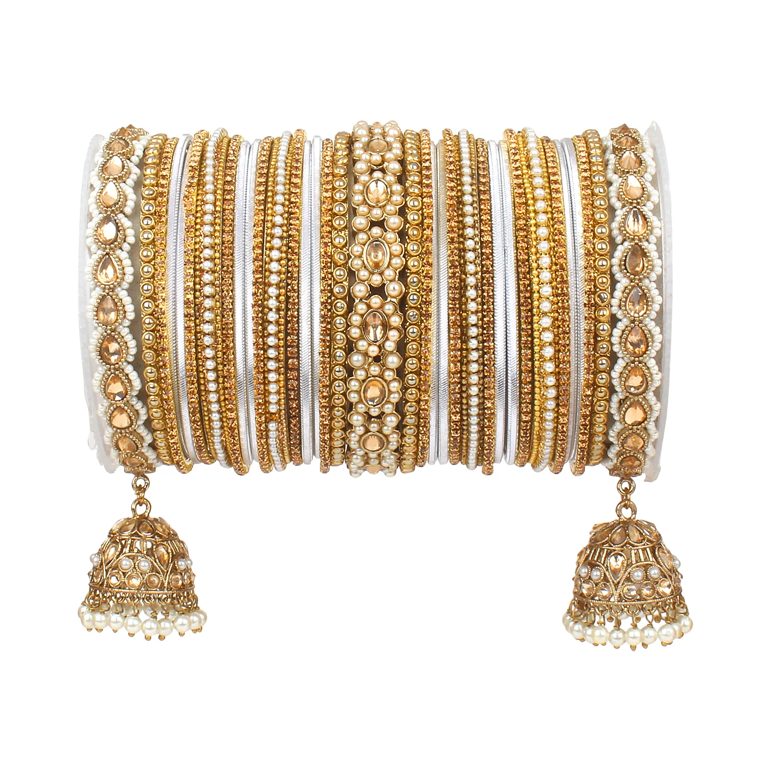 Rich Texture bangle set with Jhumki Borders by Leshya for One Hand - Image 13