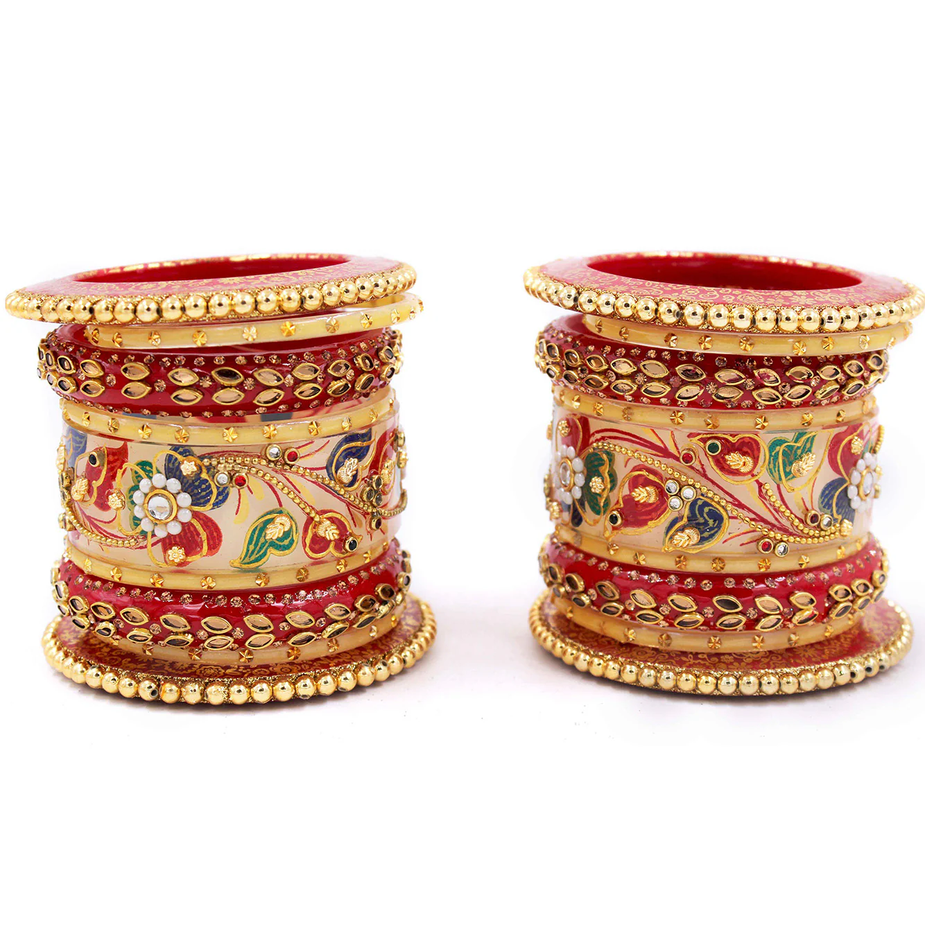 Traditional Rajasthani Bridal Chura in Gold Bead Work by Leshya - Image 3