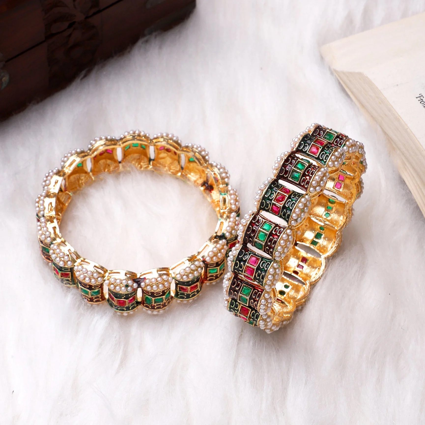 Dailywear Set of 2  Meenakari Bracelets by Leshya - Image 2