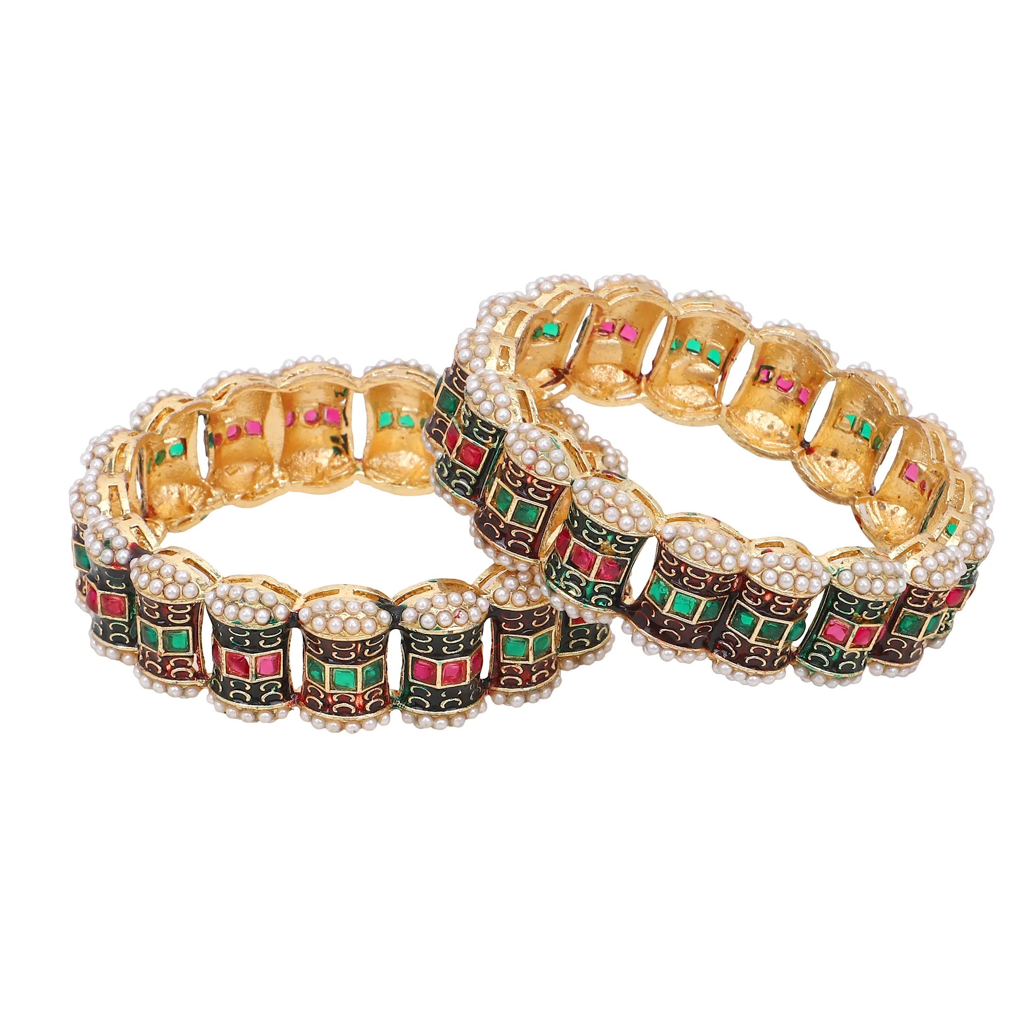 Dailywear Set of 2  Meenakari Bracelets by Leshya - Image 4