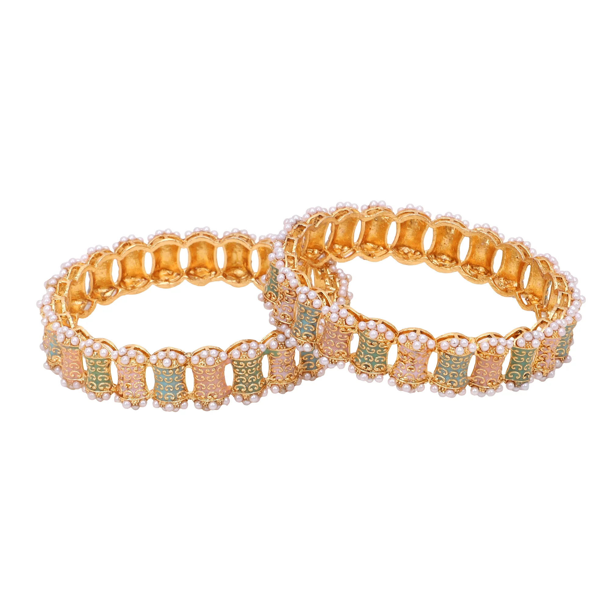 Dailywear Set of 2 Pastel Meenakari Bracelets by Leshya - Image 4