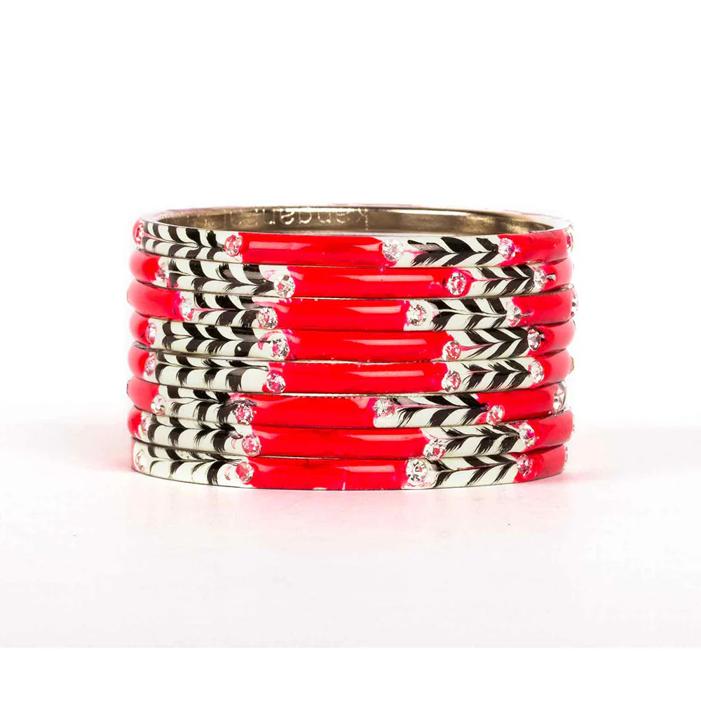 Eight Pieces Of Meenakari Bracelet With Colored Pattern Painted By Hand - Image 11