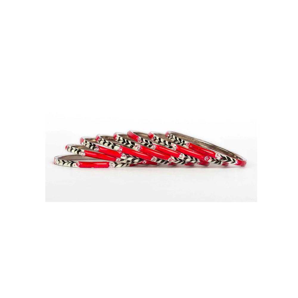 Eight Pieces Of Meenakari Bracelet With Colored Pattern Painted By Hand - Image 12