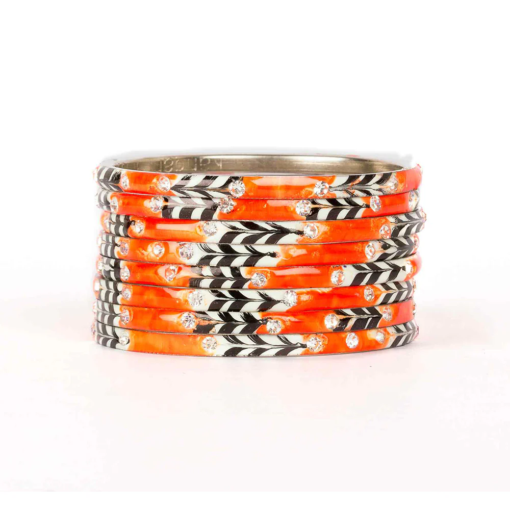 Eight Pieces Of Meenakari Bracelet With Colored Pattern Painted By Hand - Image 3