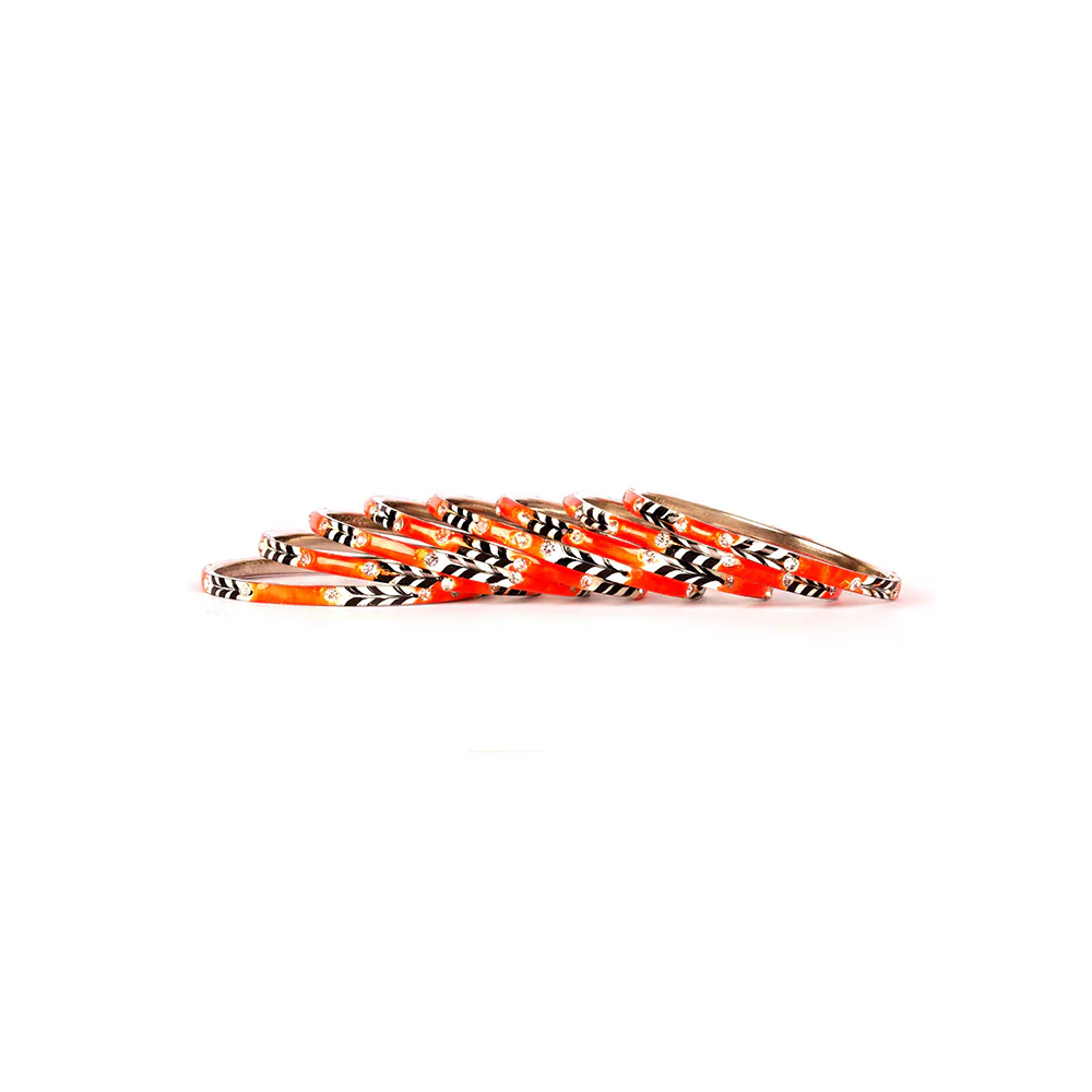 Eight Pieces Of Meenakari Bracelet With Colored Pattern Painted By Hand - Image 4