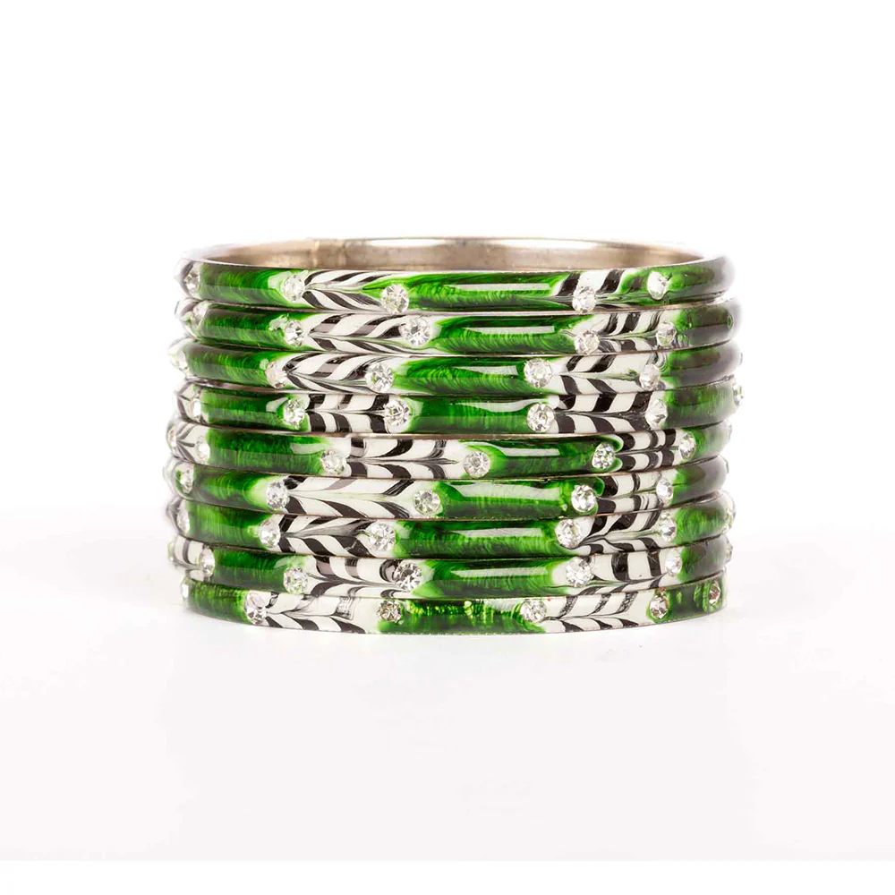 Eight Pieces Of Meenakari Bracelet With Colored Pattern Painted By Hand - Image 5