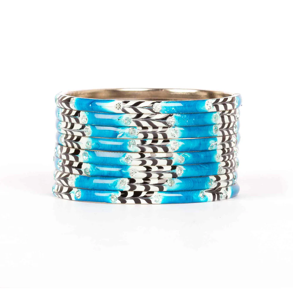 Eight Pieces Of Meenakari Bracelet With Colored Pattern Painted By Hand - Image 7