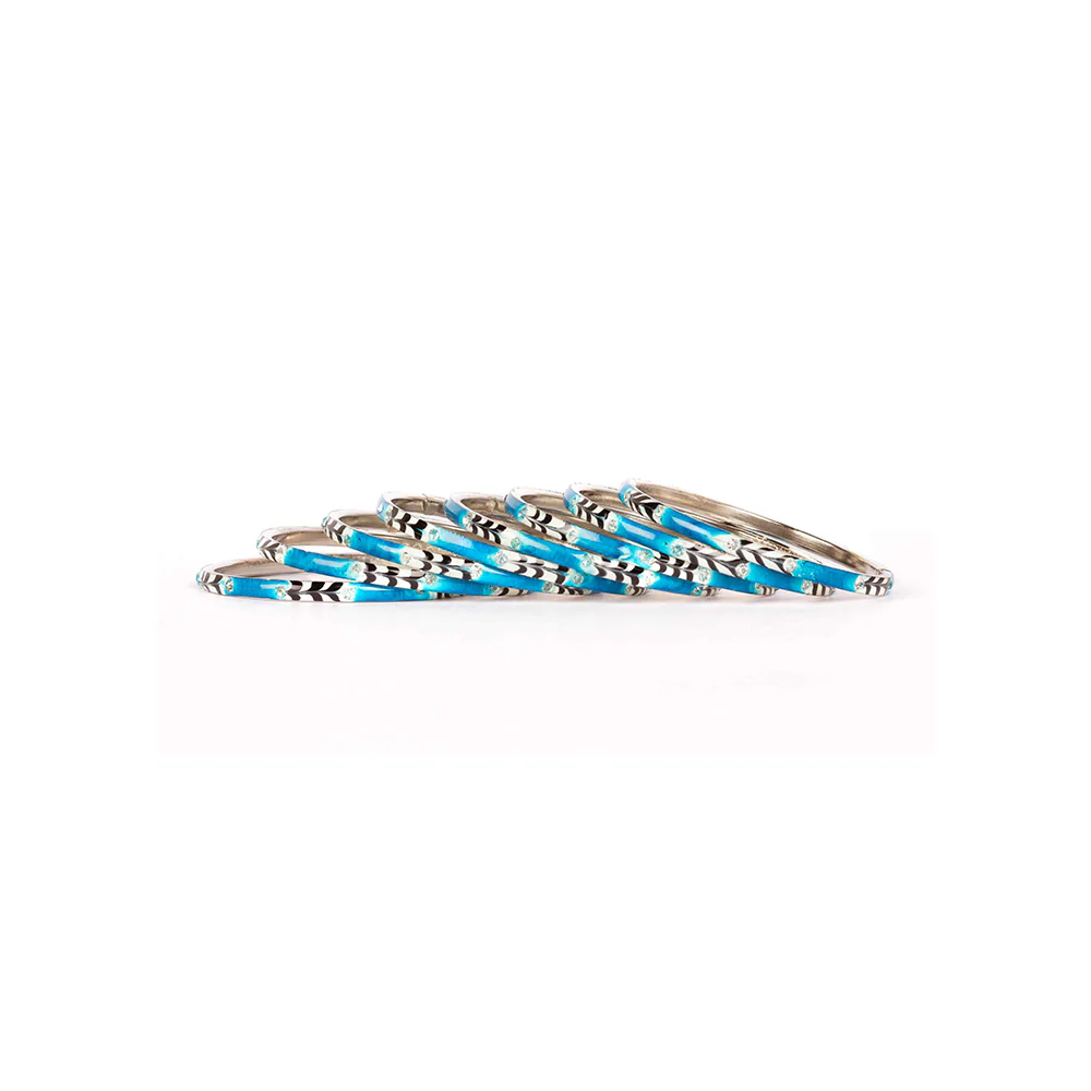 Eight Pieces Of Meenakari Bracelet With Colored Pattern Painted By Hand - Image 8