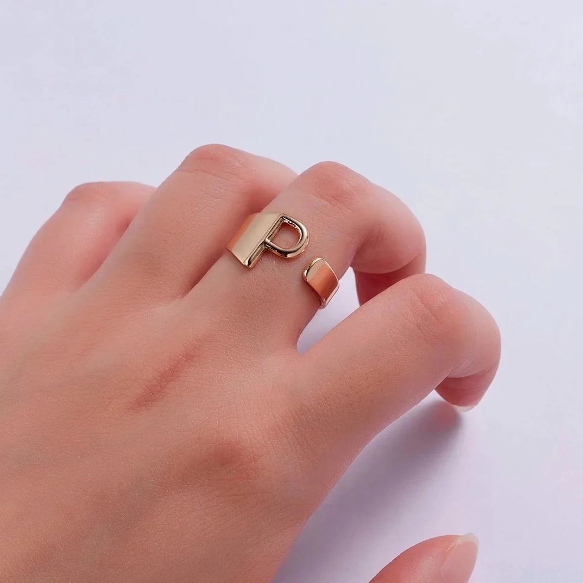 Elegant Alphabet Golden Ring by Leshya - Image 2