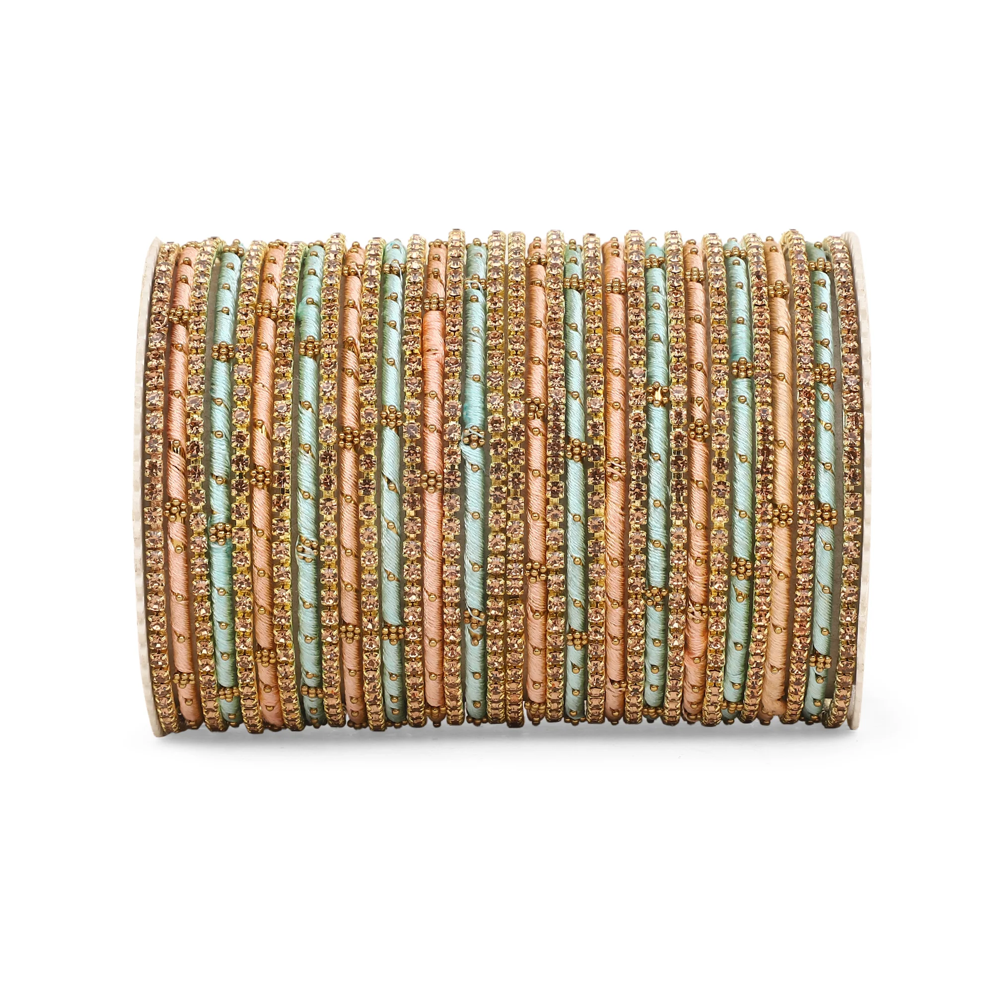 Elegant Colored Thread Bangle Set - Image 29