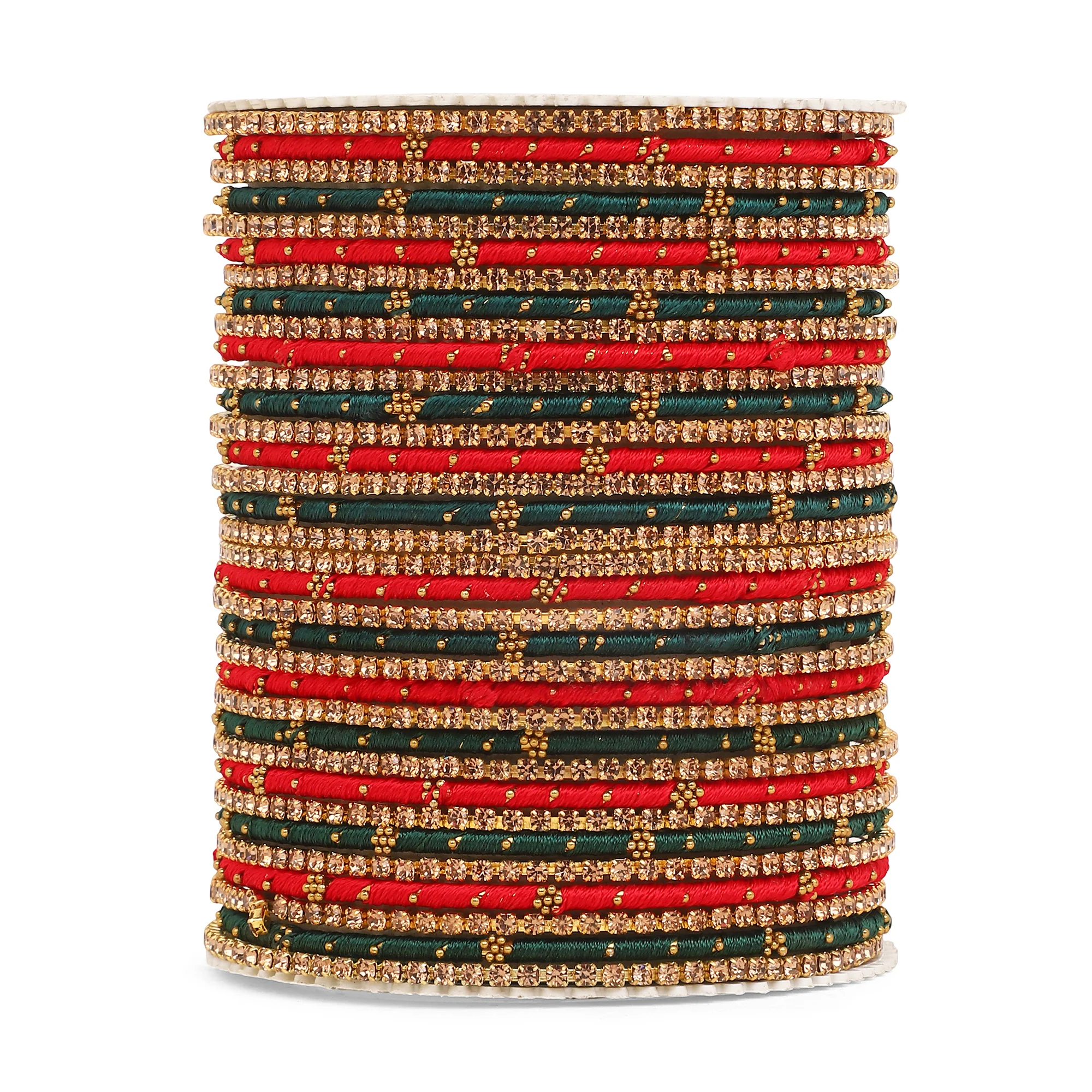 Elegant Colored Thread Bangle Set - Image 37