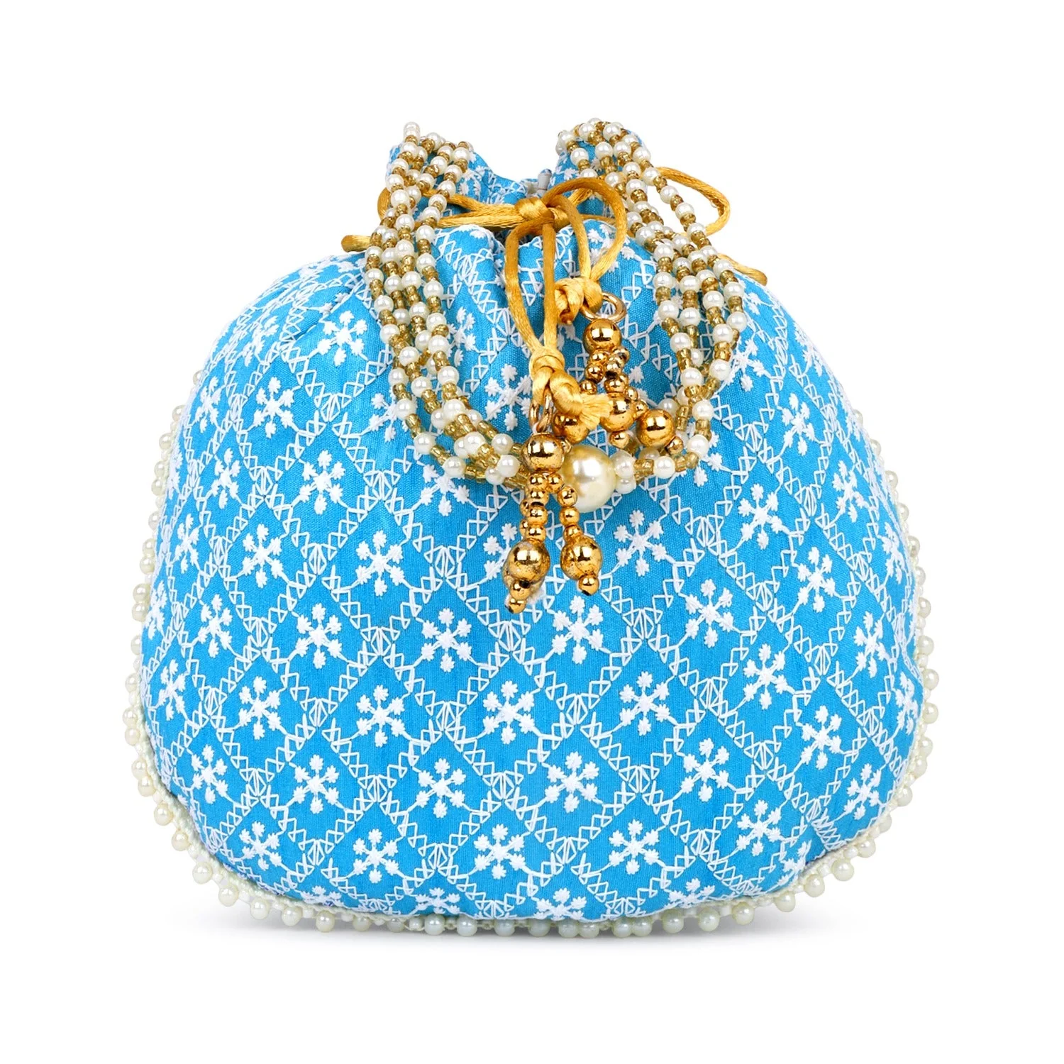 Embroided Potli with Running Beaded Pattern - Image 10