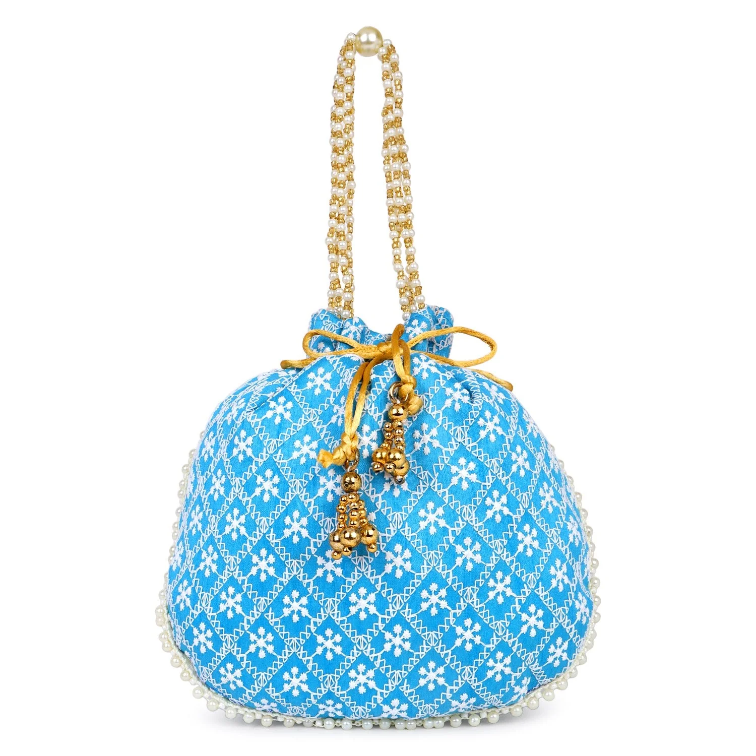 Embroided Potli with Running Beaded Pattern - Image 12