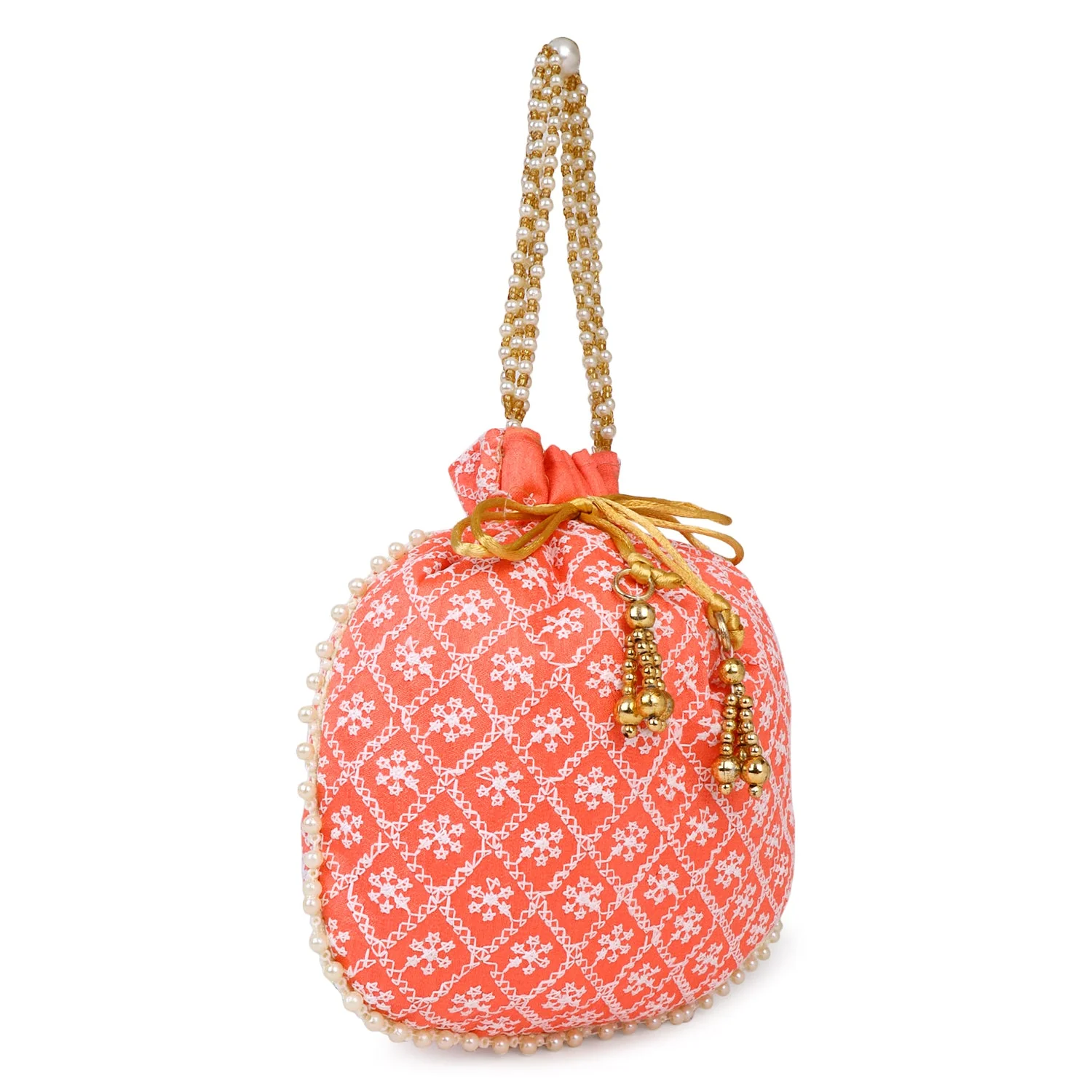 Embroided Potli with Running Beaded Pattern - Image 14