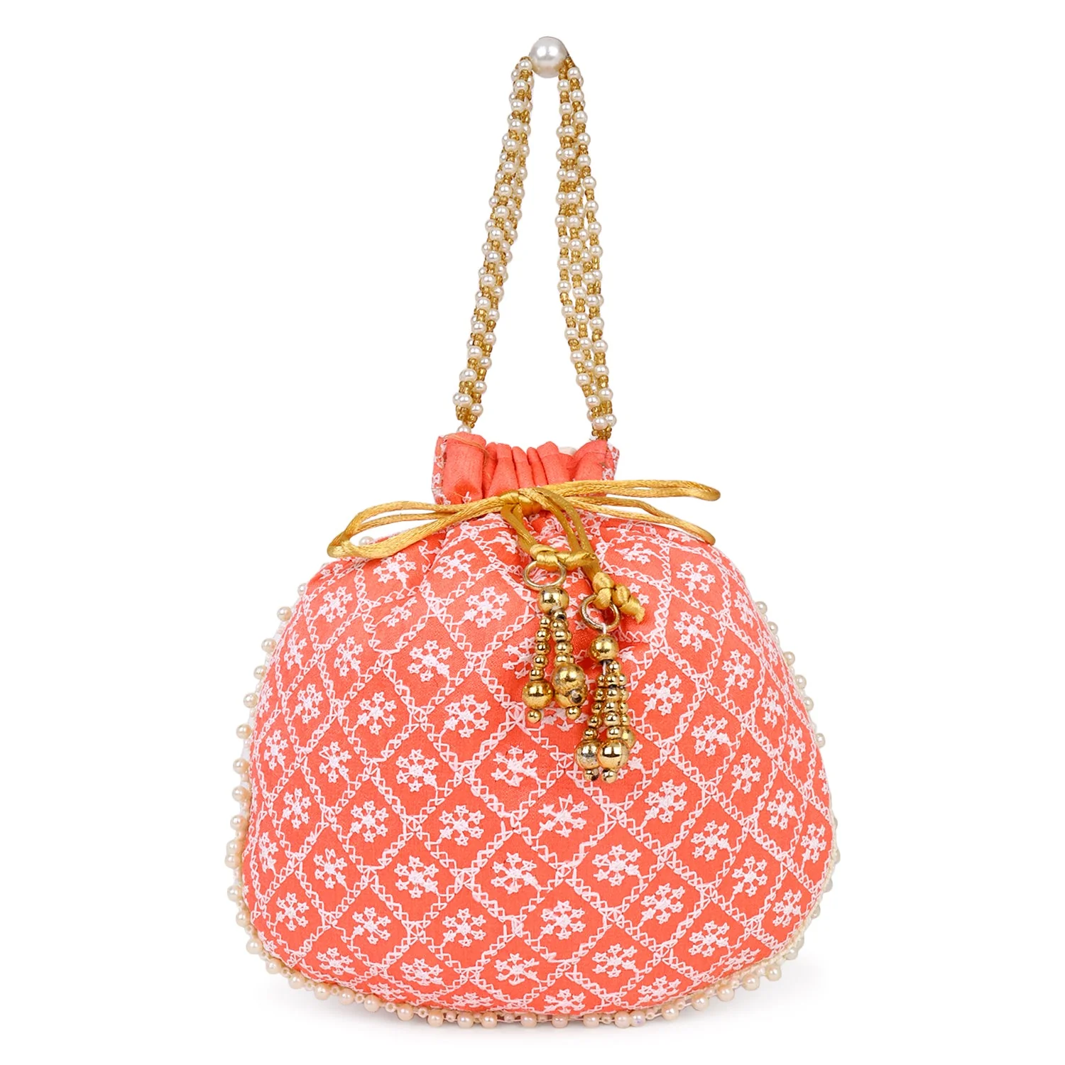 Embroided Potli with Running Beaded Pattern - Image 15