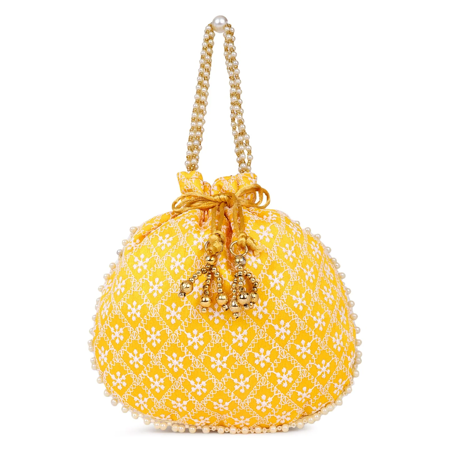 Embroided Potli with Running Beaded Pattern - Image 2