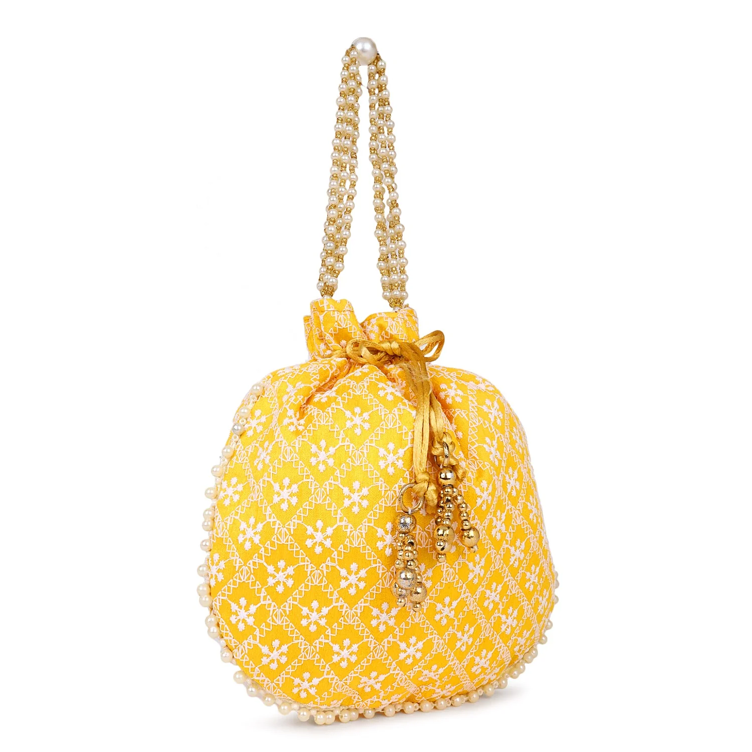 Embroided Potli with Running Beaded Pattern - Image 3