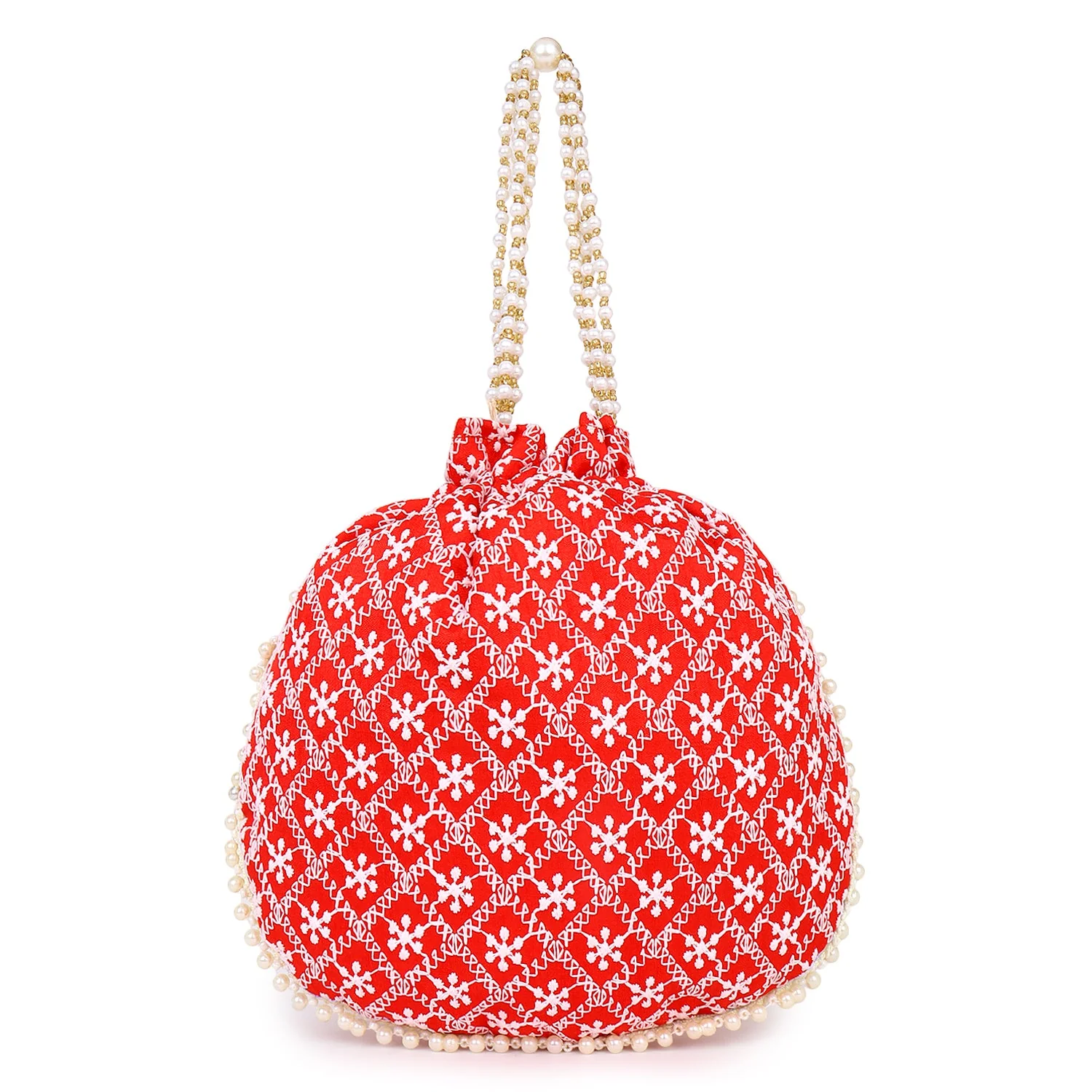 Embroided Potli with Running Beaded Pattern - Image 6