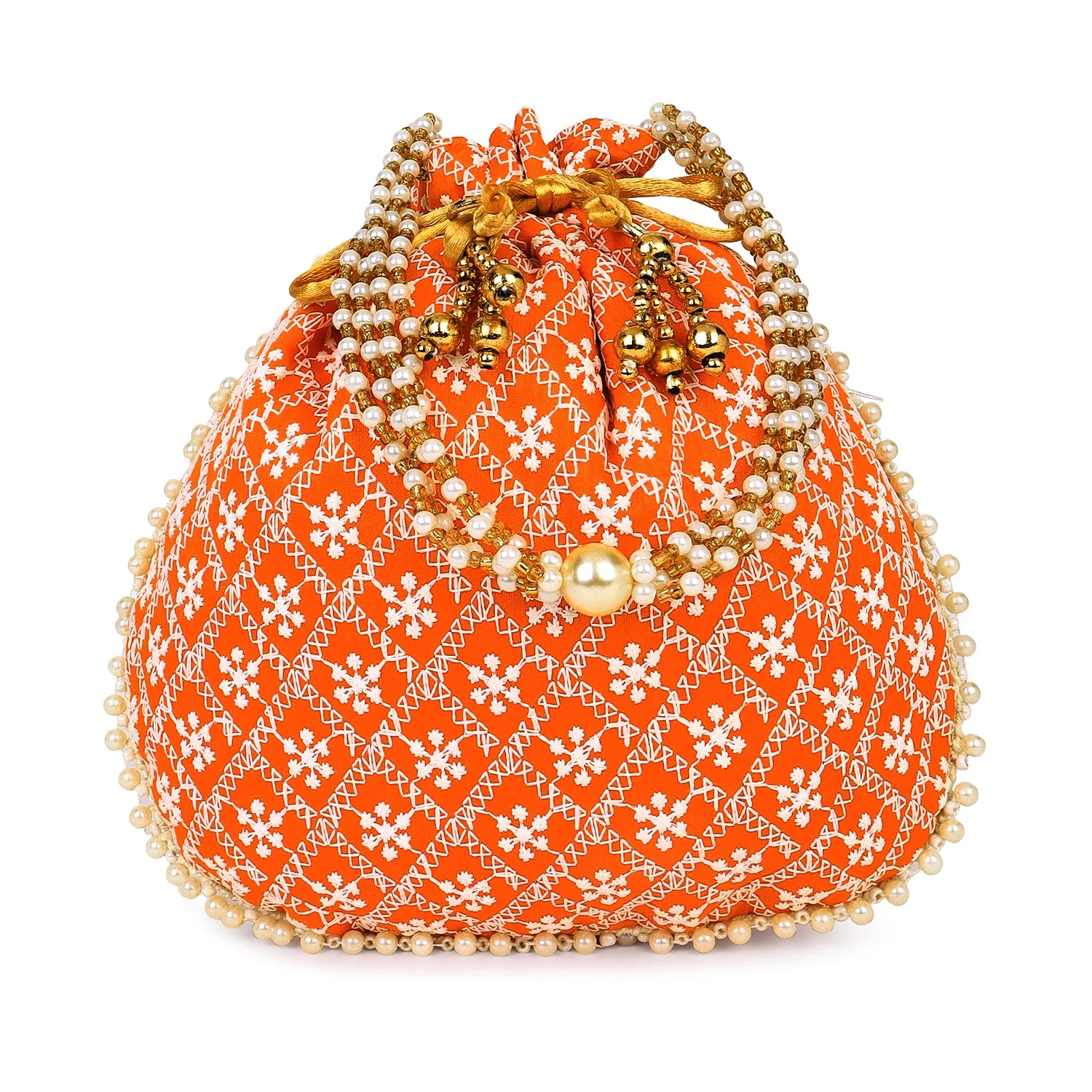 Embroided Potli with Running Beaded Pattern - Image 7