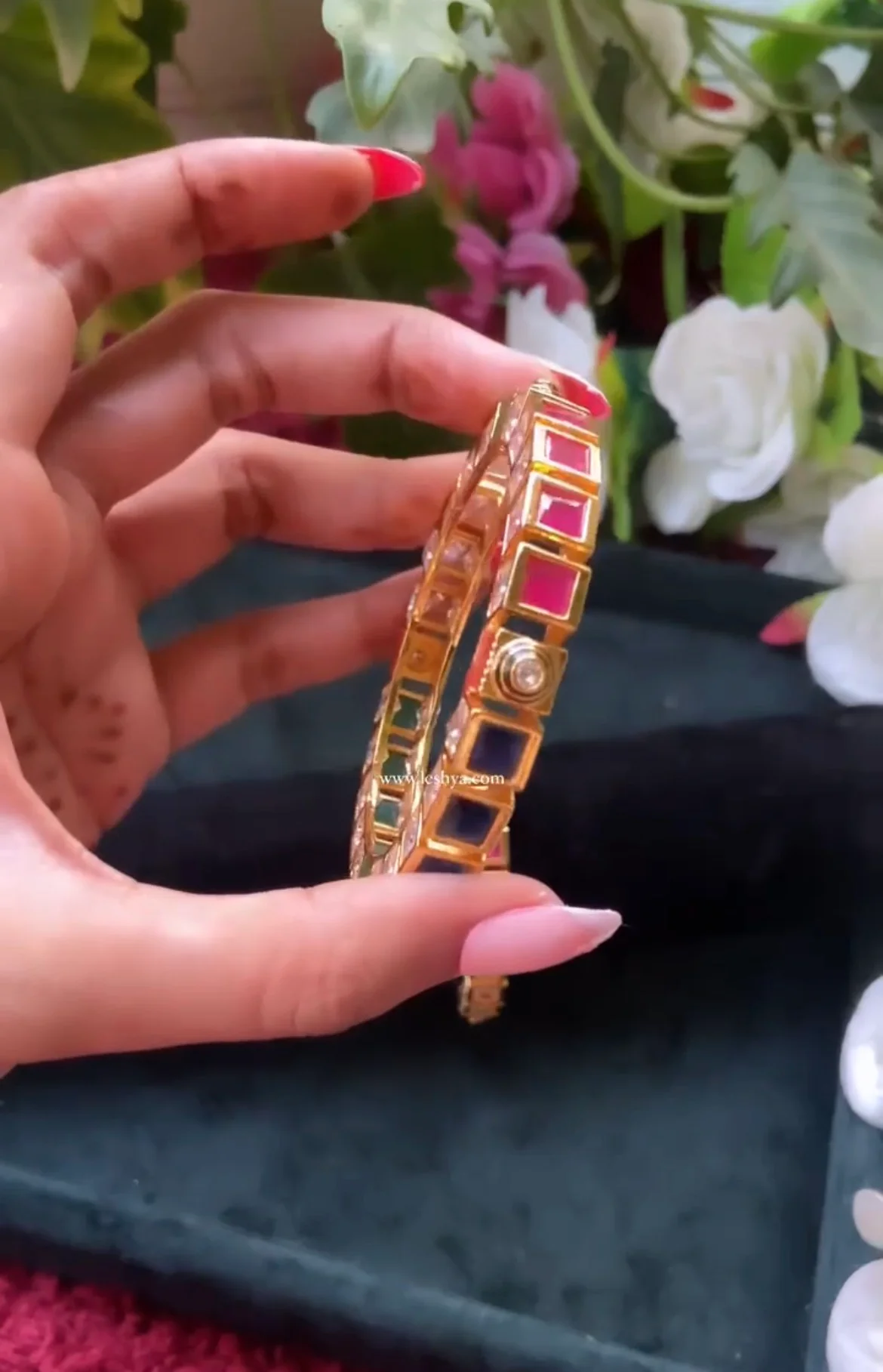 Fancy Meenakari Stone kada by Leshya - Image 2