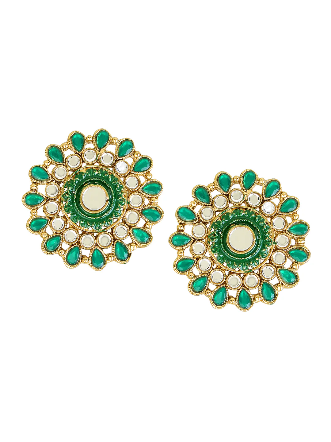 Flower Meenakari with Mirrorwork Earring by Leshya - Image 2