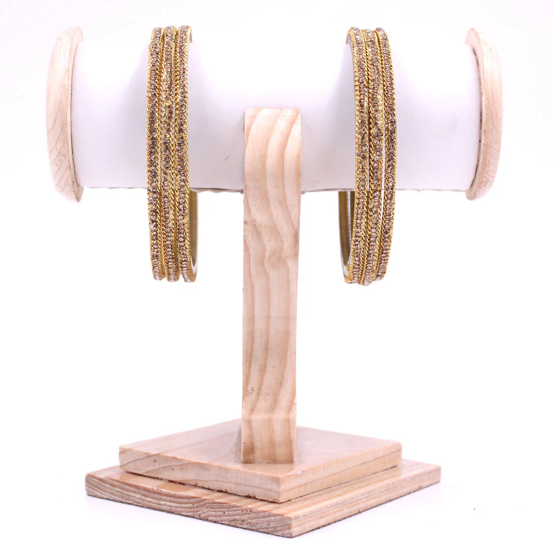 Set of 6 Golden Running Stone Glass Bangles by Leshya - Image 2