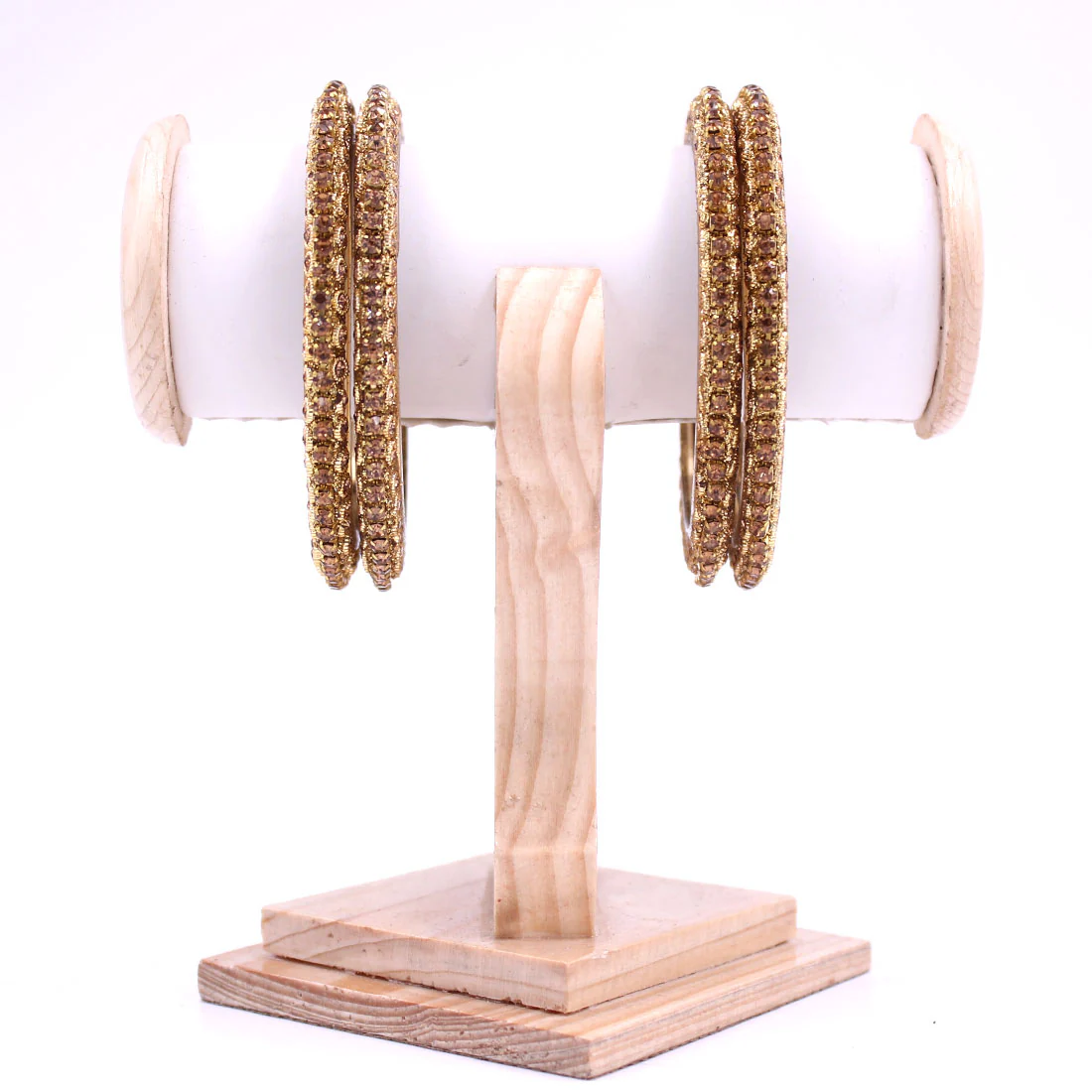 Set of 4 Glass Bangles with Golden Cutting Stone by Leshya - Image 2