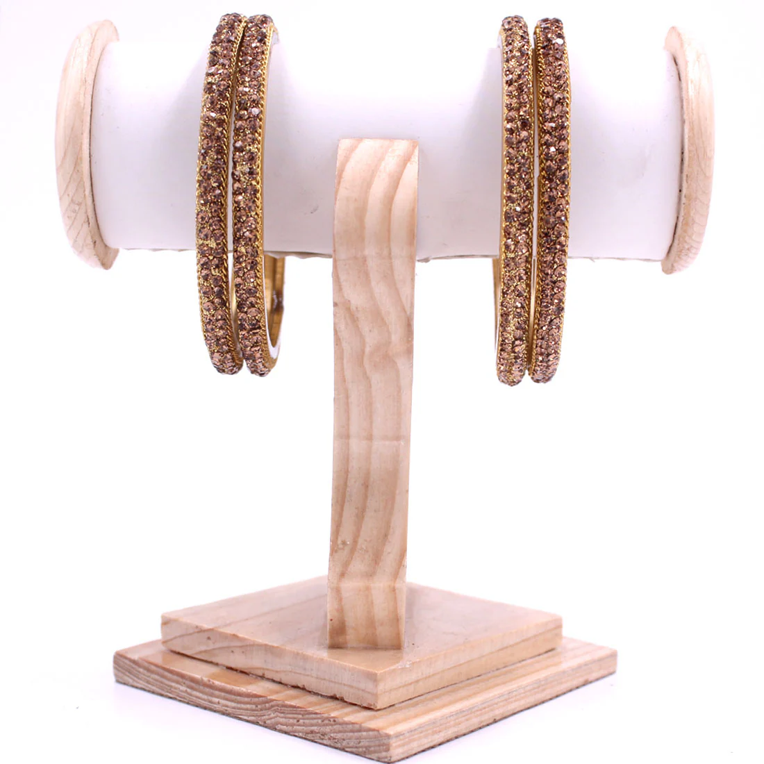 Set of 4 Glass Bracelets with Running Golden Stones by Leshya - Image 2