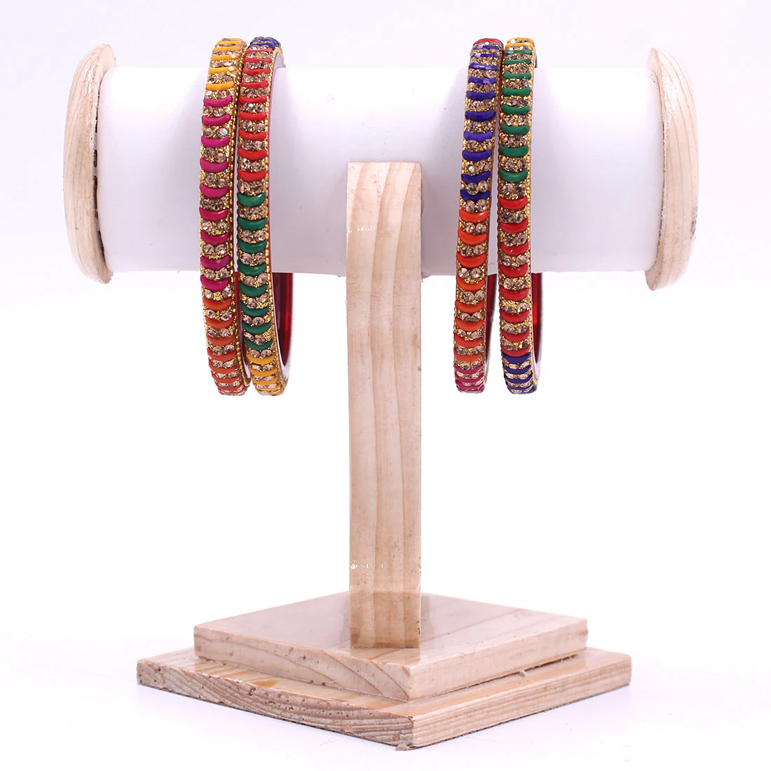 Set of 4 Glass Bracelets with Running Red Stones by Leshya - Image 5