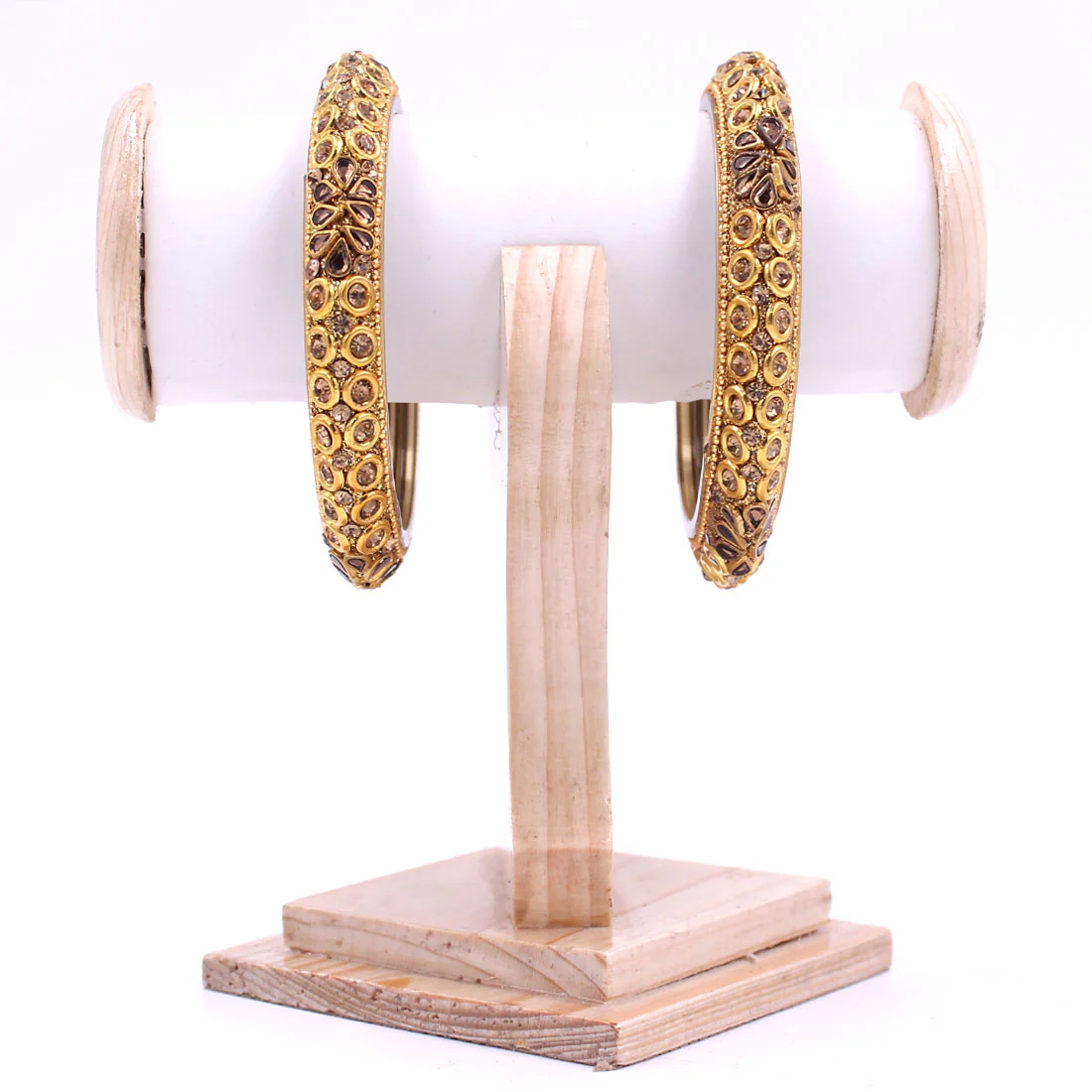 Pair of Glass Bracelets with Flower Design by Leshya - Image 2