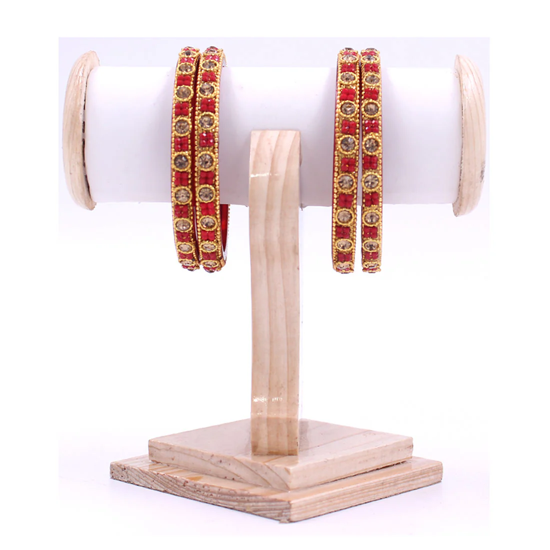 Set of 4 Beautiful Glass Bangles with Stone Pattern by Leshya - Image 5