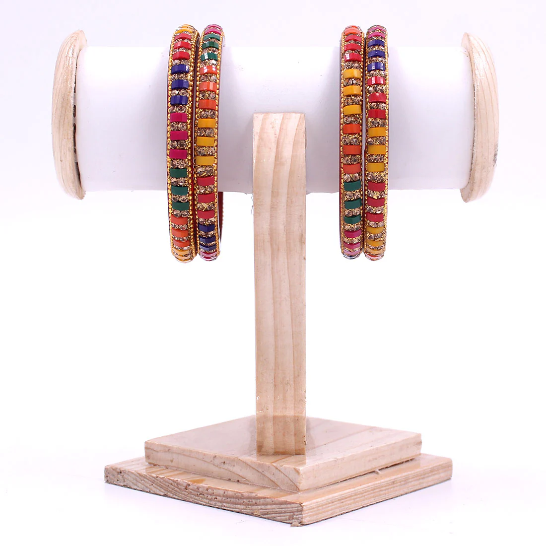 Set of 4 Glass Bangles with Cresent Moon Shape Stone by Leshya - Image 2