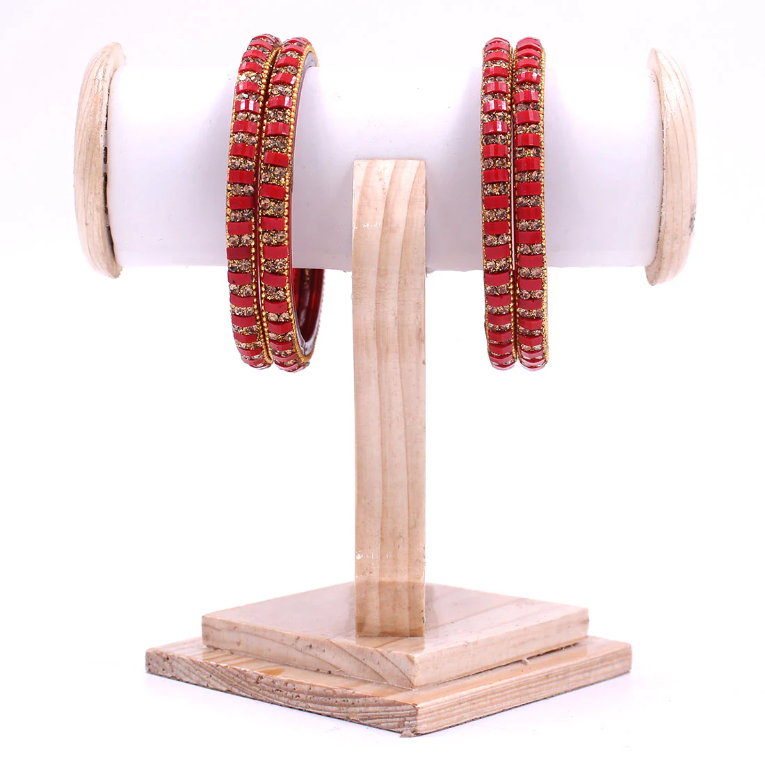 Set of 4 Glass Bangles with Cresent Moon Shape Stone by Leshya - Image 5