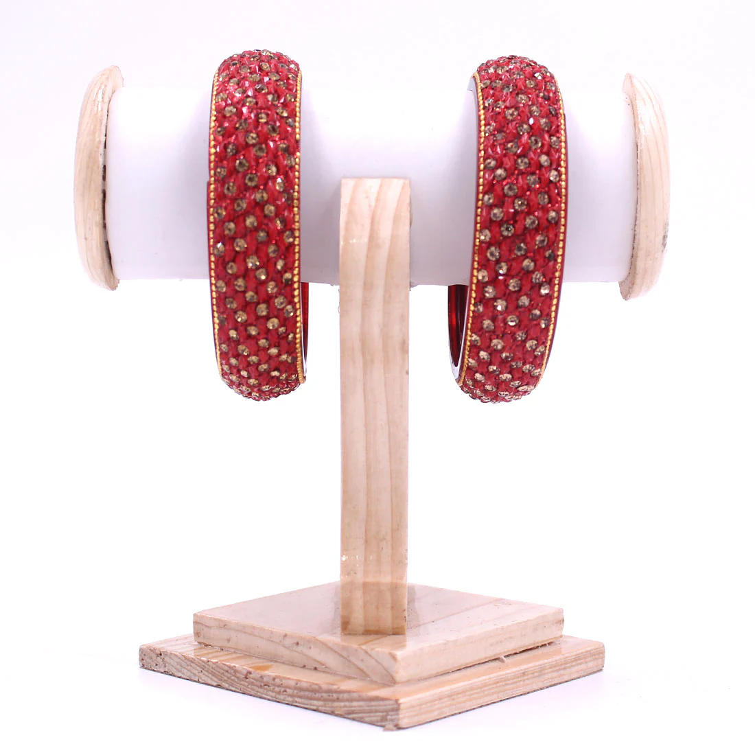 Pair of Glass Bangles with Running Stone Pattern by Leshya - Image 5