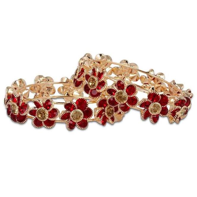 Gold Plated Bracelet With Red Flower Stone - Image 2