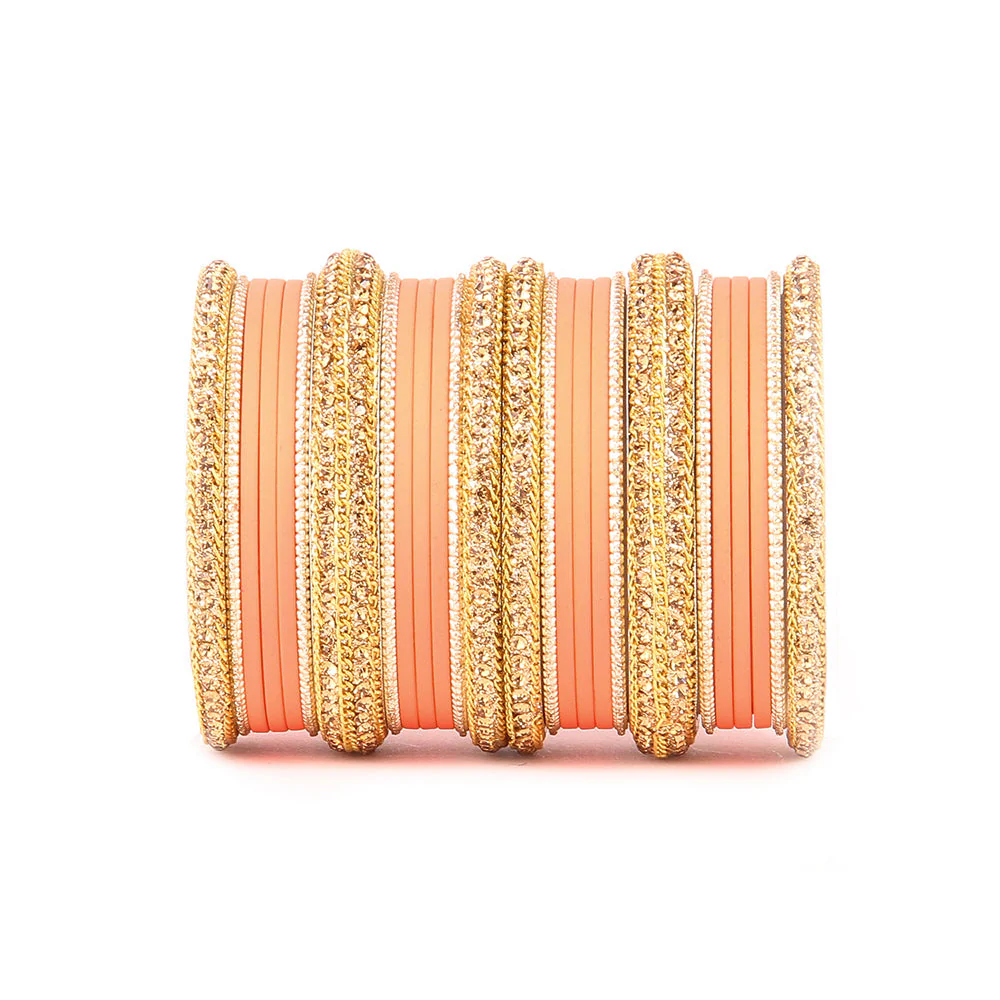 Golden Bracelet And Matte Finish Bangle Set For Women - Image 5