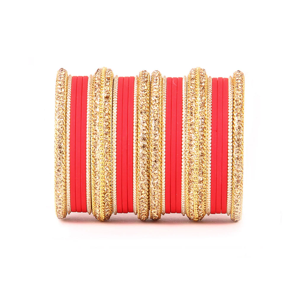 Golden Bracelet And Matte Finish Bangle Set For Women - Image 11