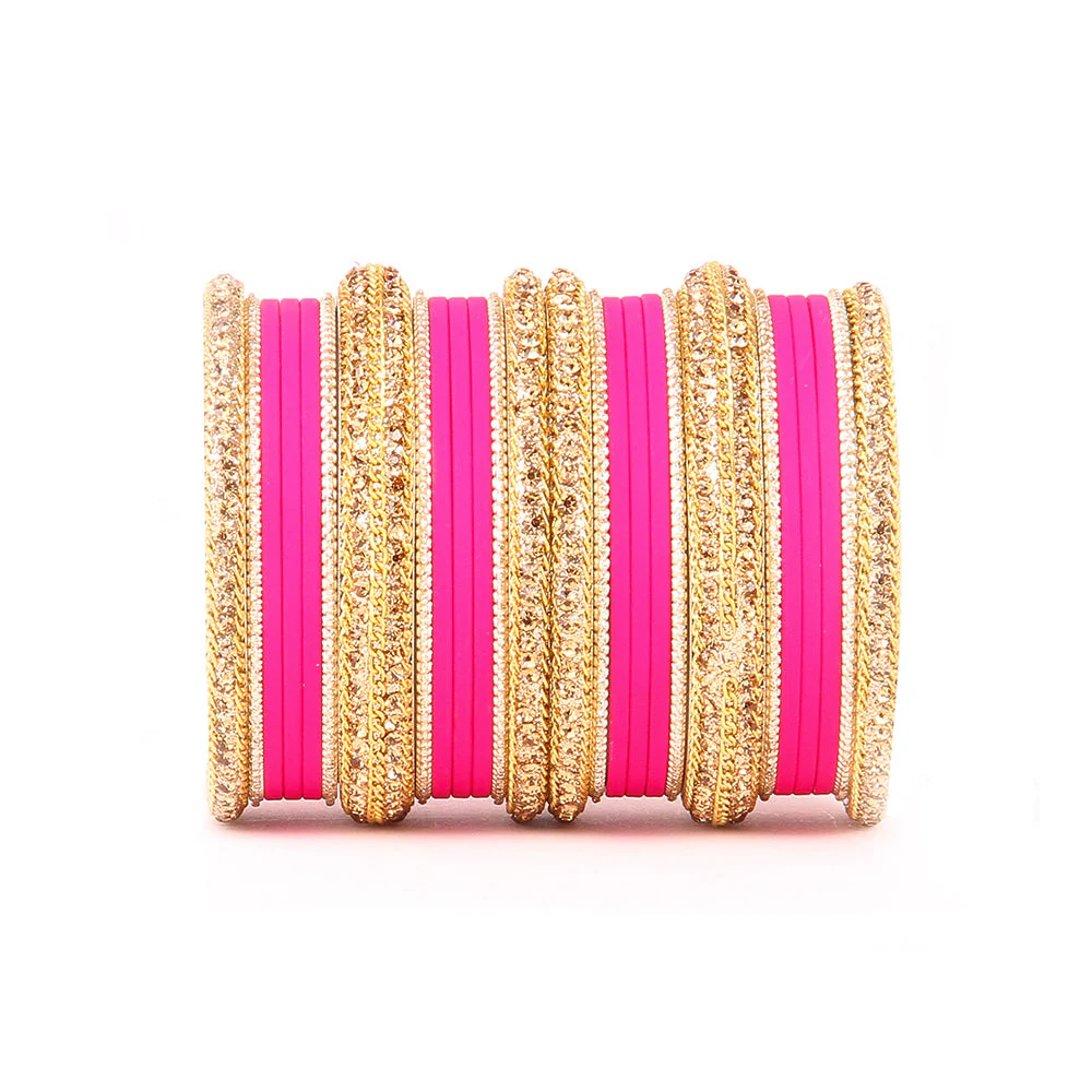 Golden Bracelet And Matte Finish Bangle Set For Women - Image 5