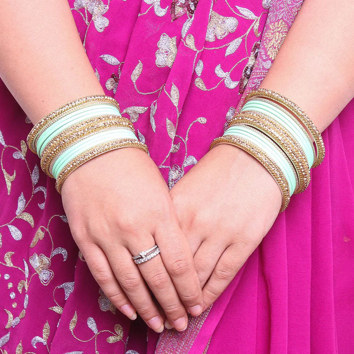 Golden Bracelet And Matte Finish Bangle Set For Women - Image 10